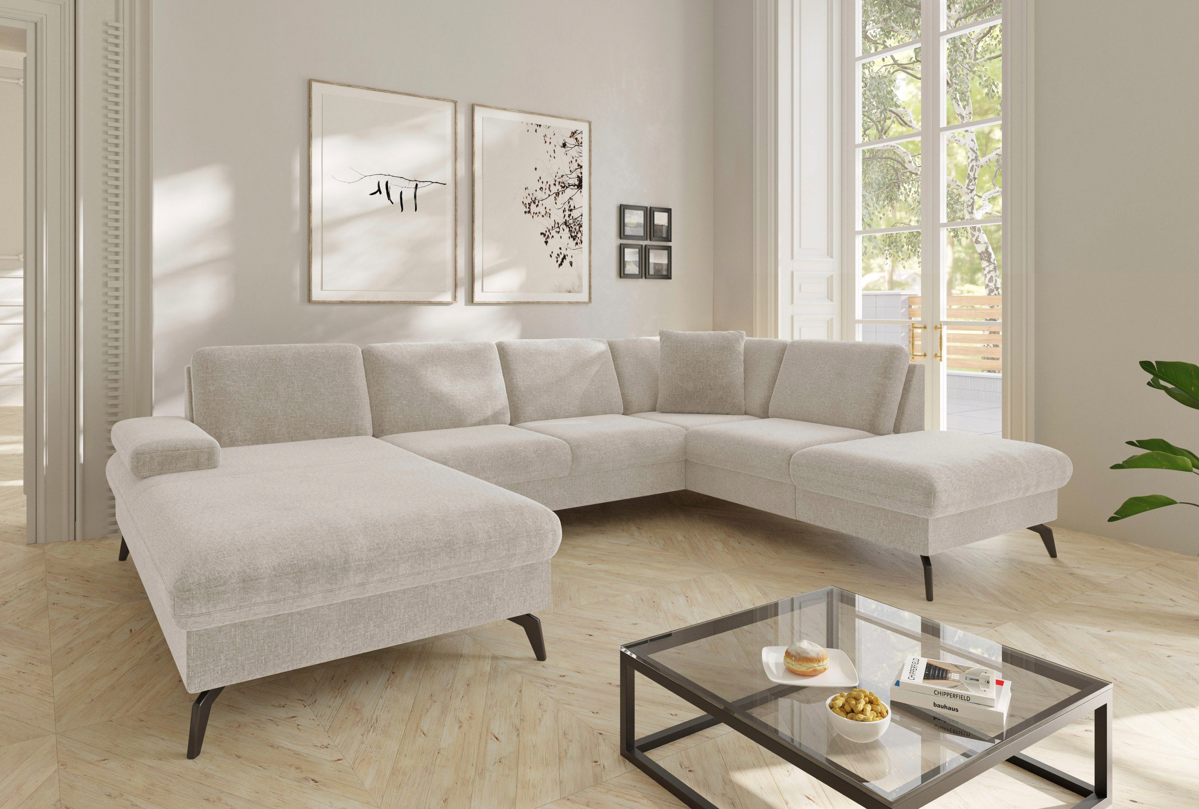 sit&more Wohnlandschaft Morris Jubi U-Form, B: 300 cm, mit Armteilfunktion & 1 Zierkissen, optional Bettfunktion