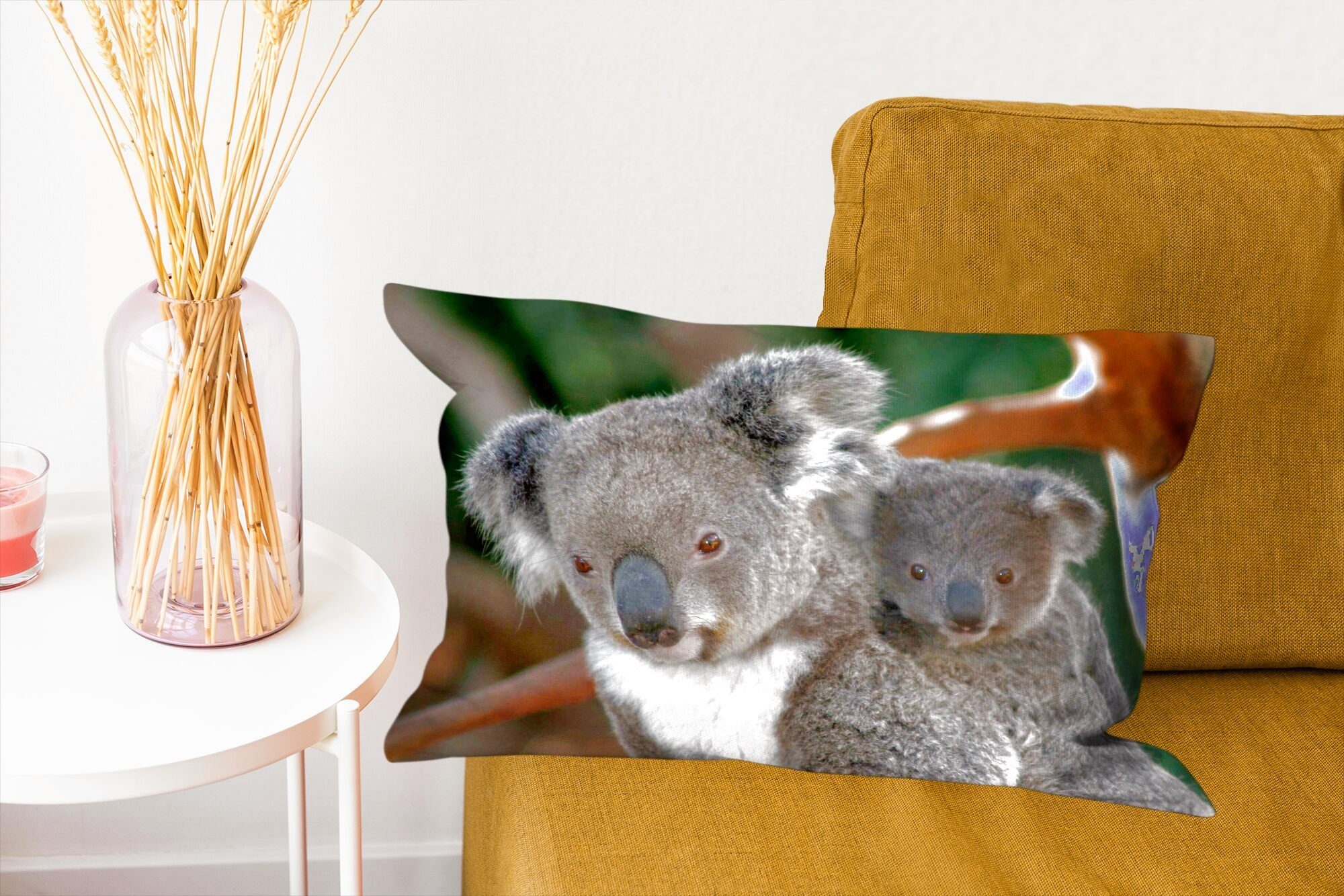 MuchoWow Dekokissen Koalas - Zierkissen, - Mädchen, Schlafzimmer Dekokissen mit Vater - Füllung, Sohn Wohzimmer Jungen Dekoration, 