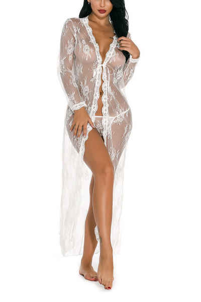 Orient Phoenix Babydollkleid Sexy Spitzen-Robe für Damen Dessous Braut-Spitze-Babydoll-Robe durchsichtiges Hochzeitskleid