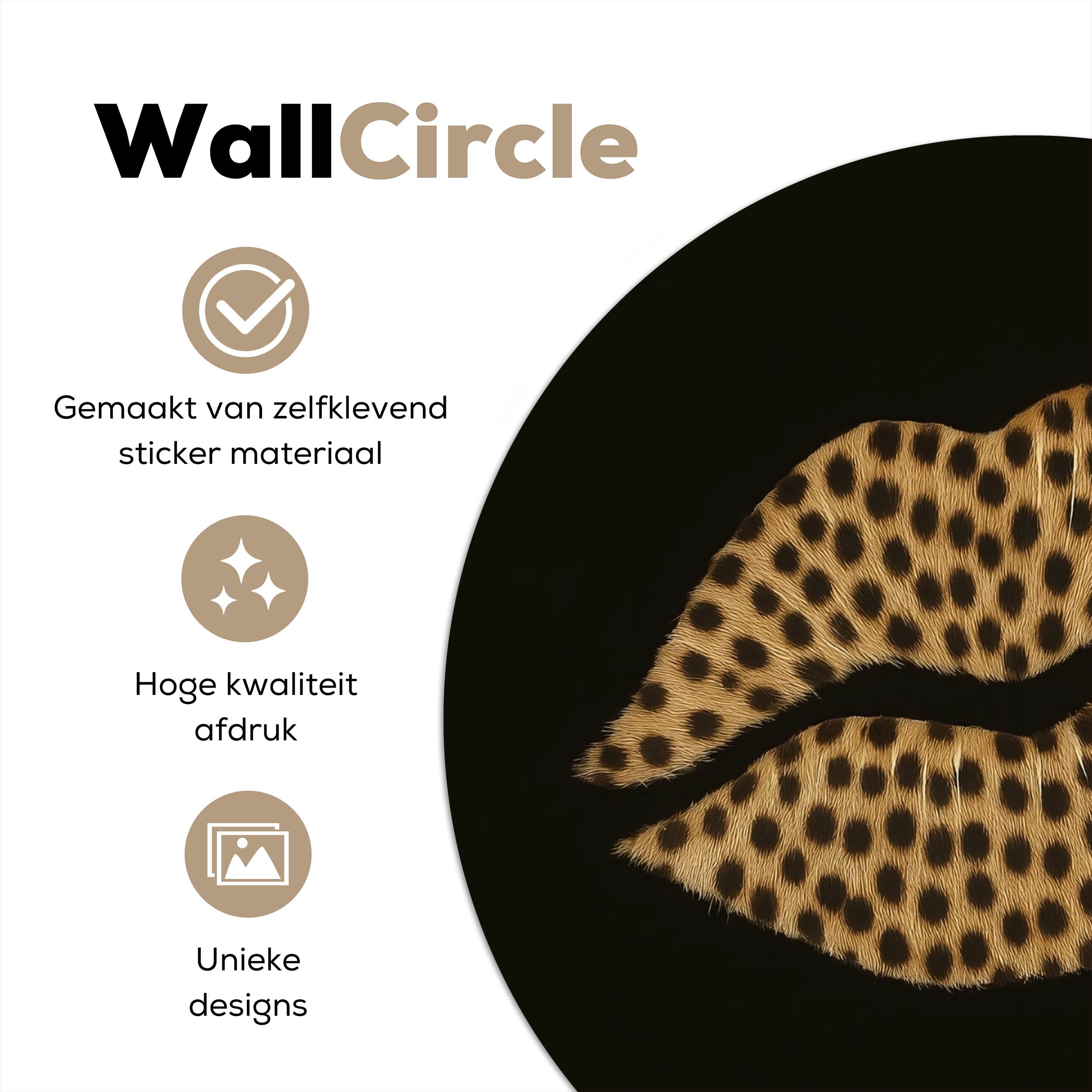 MuchoWow Wandsticker Lippen - Schwarz - Pantherdruck (1 St), Wandtattoo Selbstklebend, Wohnzimmer Deko Aufkleber, 30x30 cm