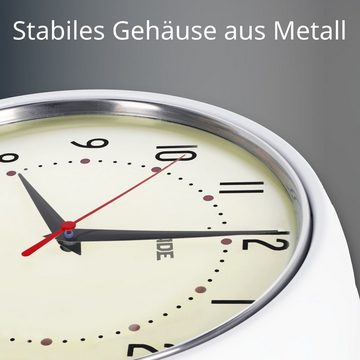 ADE Wanduhr Große Anzeige, leicht ablesbar (analoge Uhr mit leisem Quarzuhrwerk und Metallrahmen)