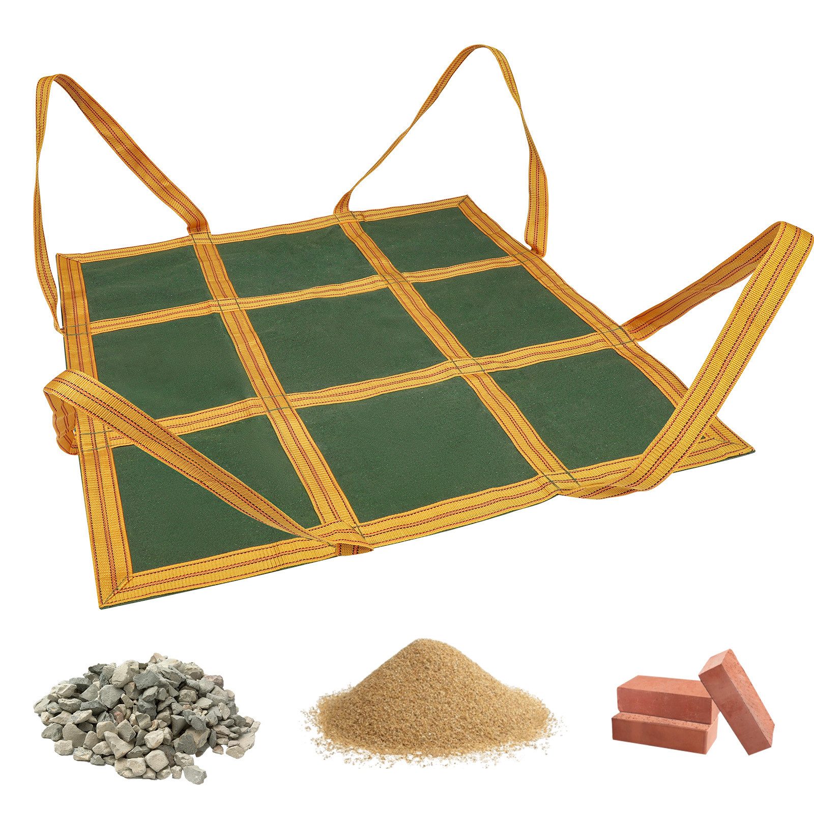 JOYOLEDER Anhängernetz Hangendes Hebenetz aus Nylon und Leinwand, Frachtnetz, (Hebeschlingennetz, hängende Ziegelnetztasche, Starke Tragfähigkeit, Hängendes Hebe-Gepäcknetz zum Be- und Entladen von Waren (1 * 1m / 1T)