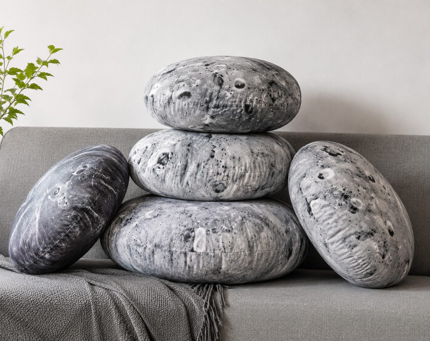 hab & gut Dekokissen Dekokissen Mond Dekokissen Plüsch Sofakissen grau schwarz weich 50x38, Kompaktes Plüschkissen 50x38 cm mit 1300g Füllung in Grau und Schwarz