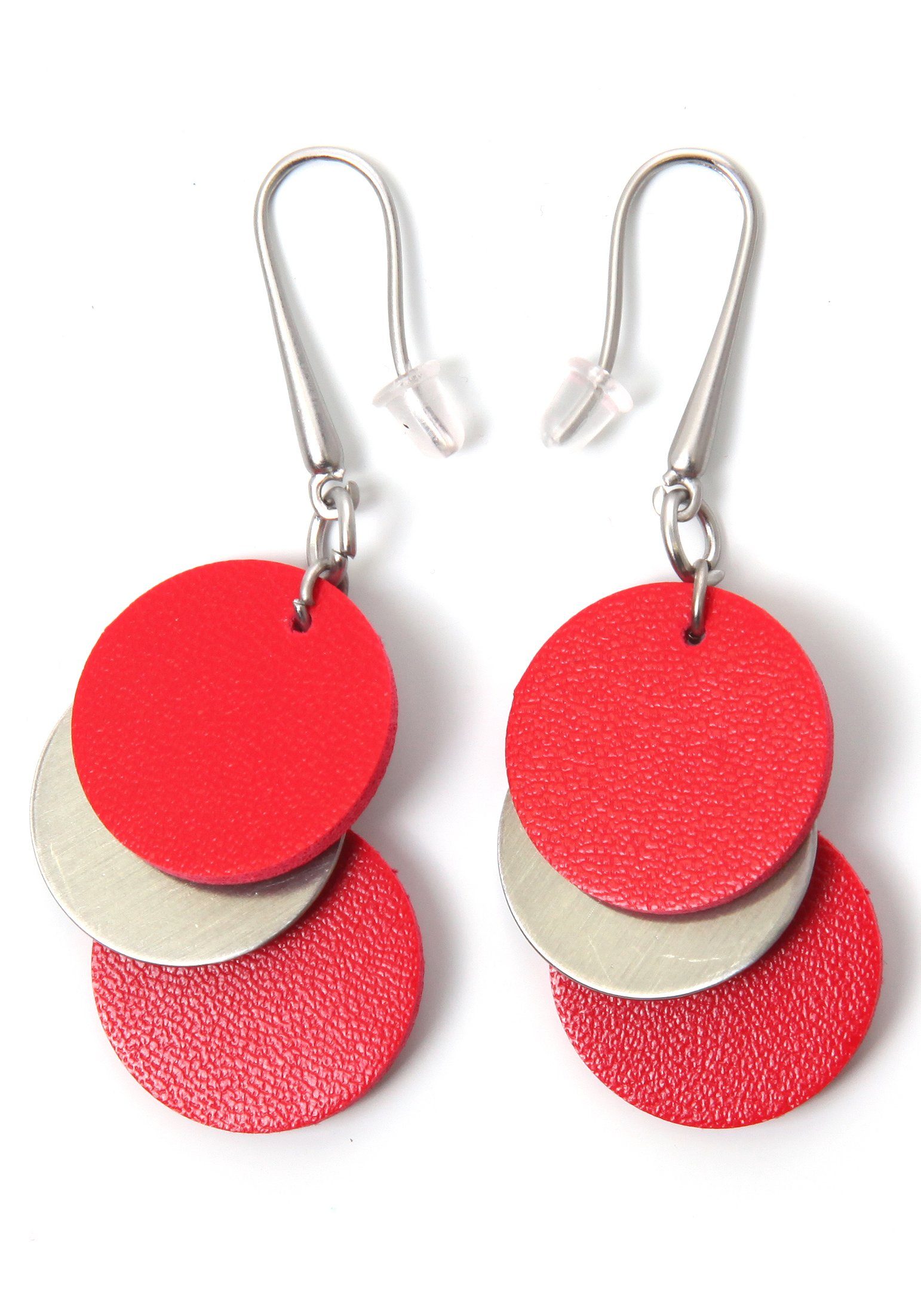 Firetti Paar Ohrhaken Kreise, matt, rot, stylisch