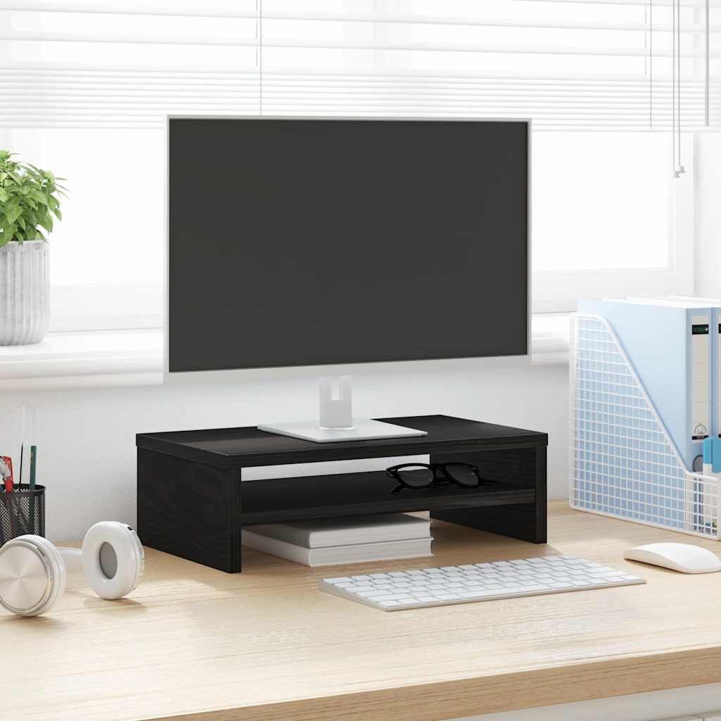 vidaXL Monitorständer Monitorständer Schwarze Eiche 42x24x13 cm Holzwerkstoff – Bild 2 von 5