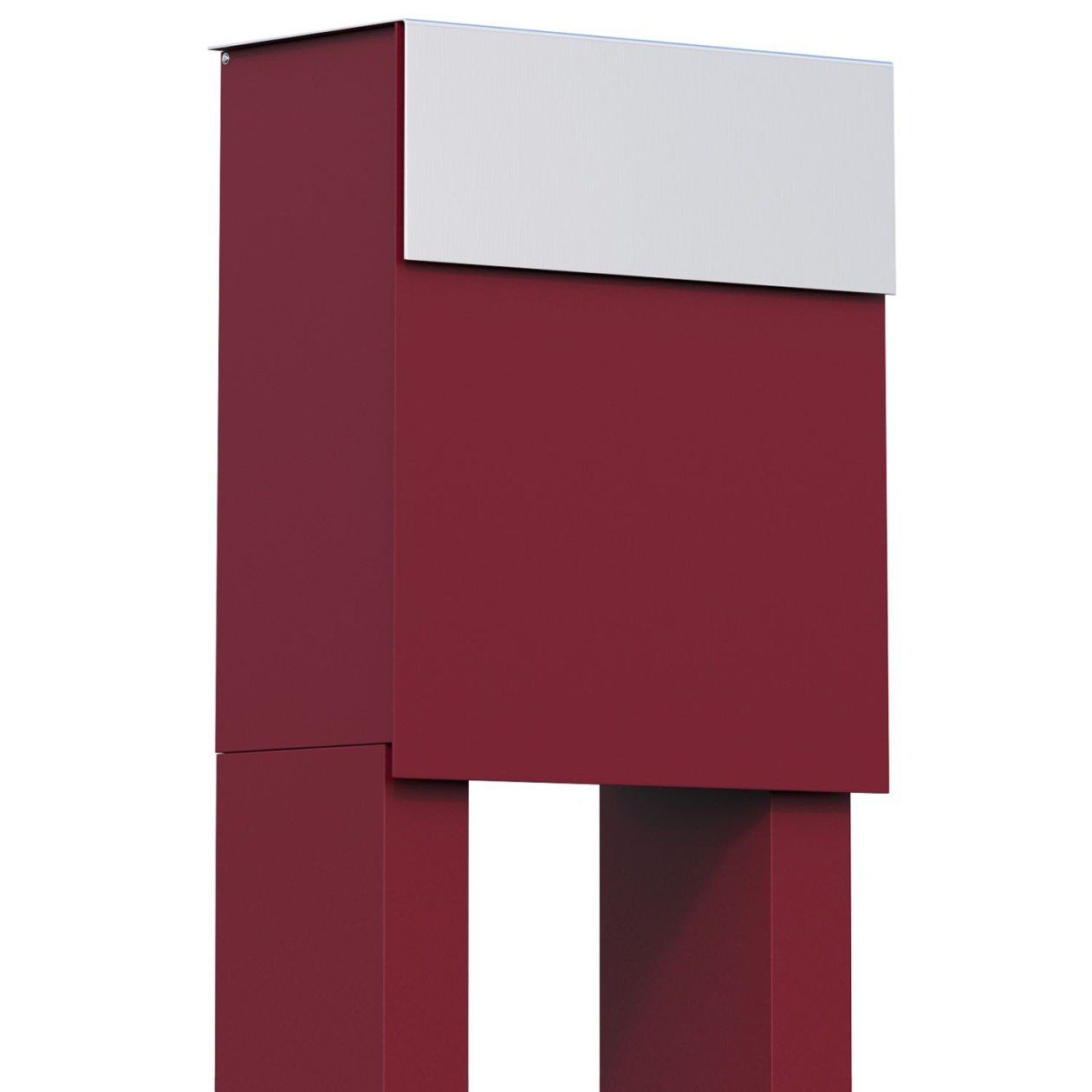 Bravios Briefkasten Standbriefkasten Alto Rot mit Edelstahlklappe