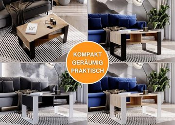 CraftPAK Couchtisch Wohnzimmer Tisch für Couch - mit zusätzlicher Ablagefläche