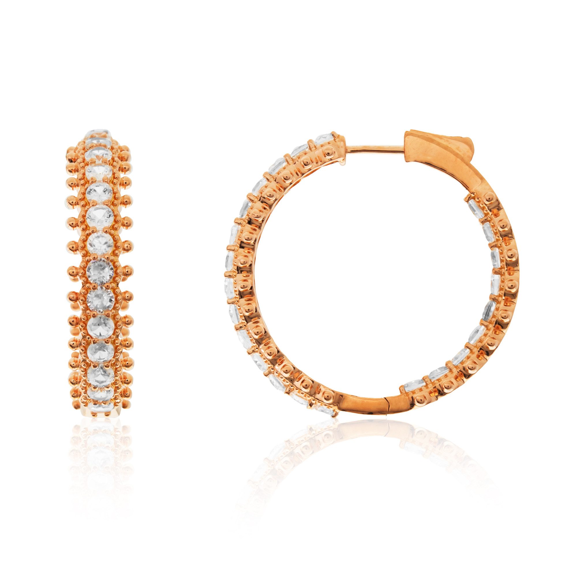 Cavill Ohrring-Set Creolen 31 mm aus 925 Sterling Silber rosévergoldet, 6,21 ct Zirkon (2-tlg)