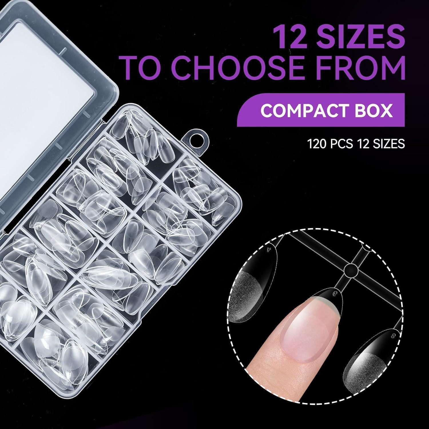 LuxusKollektion Kunstfingernägel Nagel Tips Kurze Mandel 120 Stück 12 Größen Salon DIY 1 Kurze Mandel, 120-tlg. – Bild 4 von 5