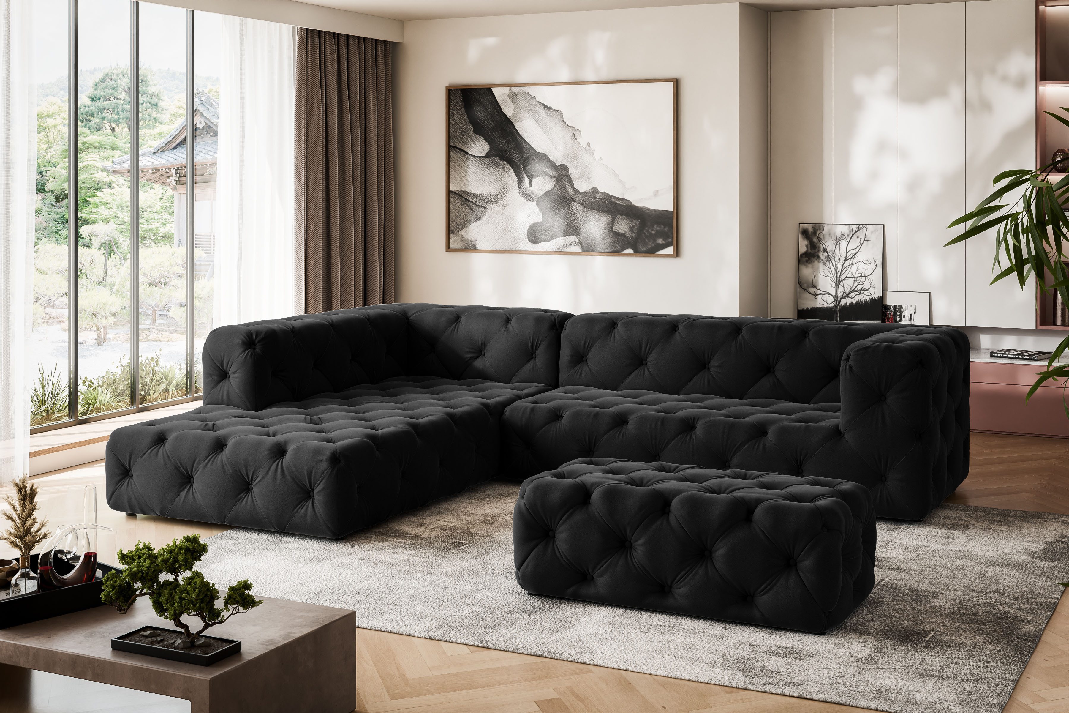 Home affaire Polsterhocker FOLLINA, Polsterhocker mit klassischer Chesterfield-Knopfheftung