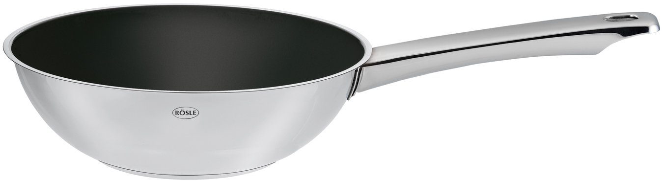 RÖSLE Wok MOMENTS, Edelstahl 18/10, Antihaftversiegelung ProPlex, spülmaschinengeeignet, Ø28cm, Induktion | Woks