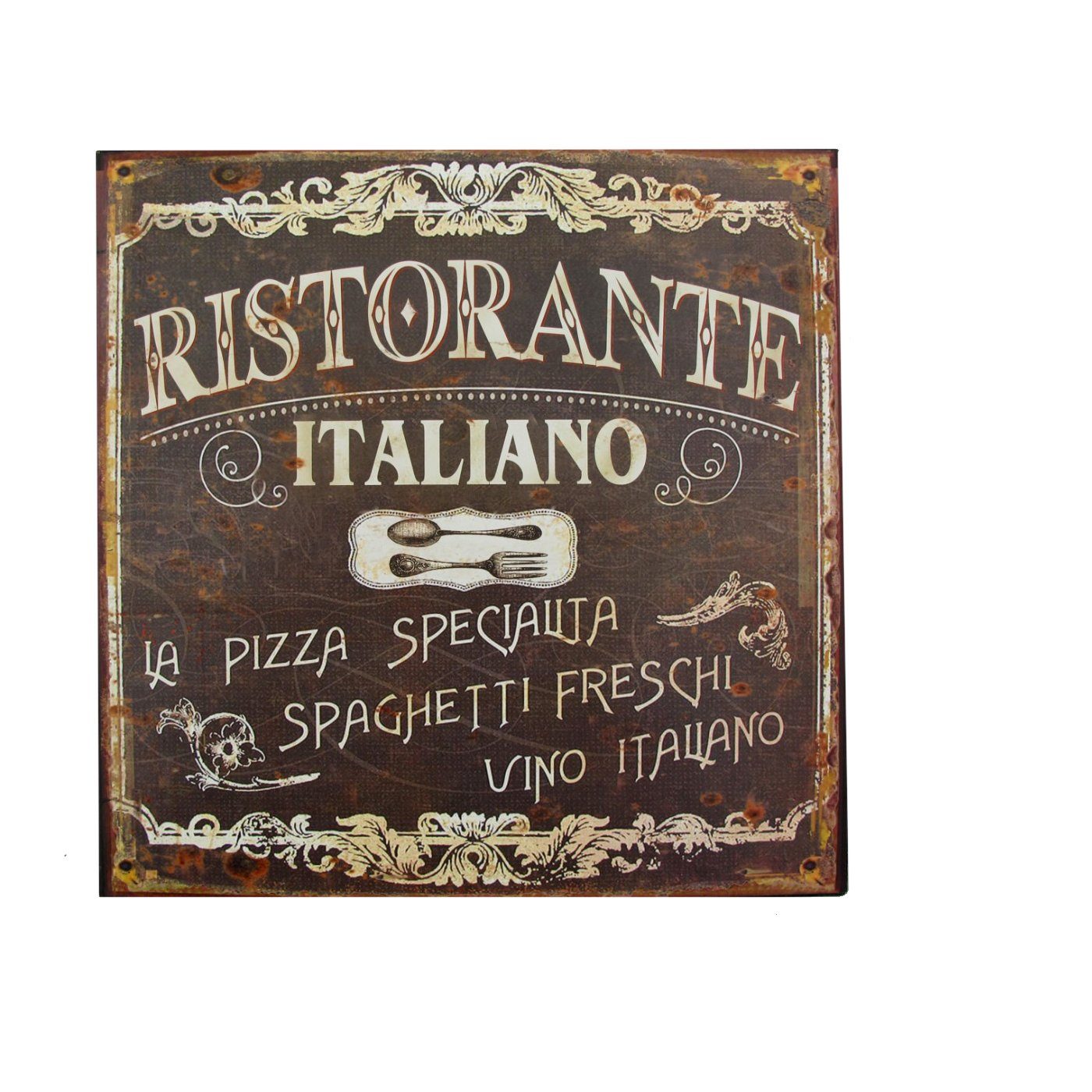 Metallbild Schild Wand Küche Metall Wandbild Dekoschild Spruch Text Vintage Retro Nostalgie Reklame Werbung Blechschild Lilienburg Blech Schild Küche Metallschild Italien Küchendeko Wandbild Wanddeko Dekoration