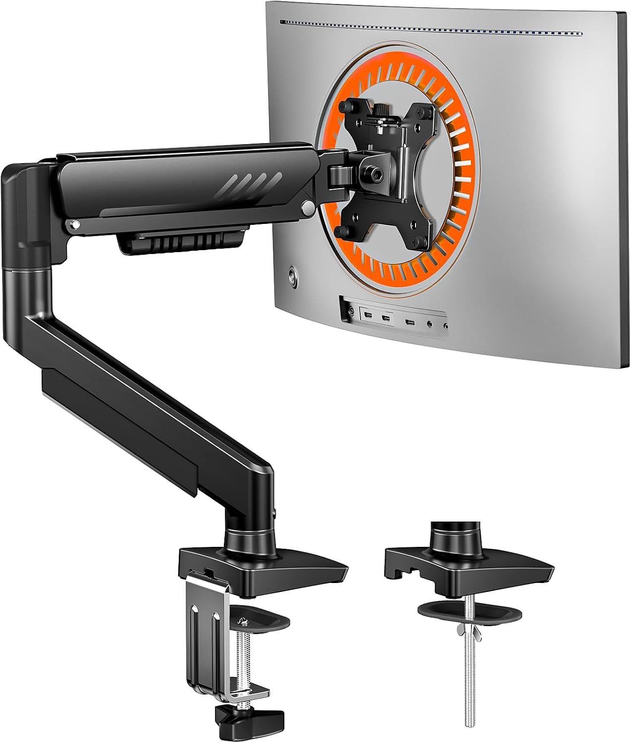Vivitar Monitor-Halterung für 13–34-Zoll-Monitore, Monitorarm für bis zu 9 kg, 75x75/100x100 mm, (bis 34 Zoll, höhenverstellbar, neigbar, schwenkbar und um 360° drehbar, 1-tlg., werkzeuglose Schnellmontage integrierte Kabelführun, C-g,Klemme oder Befestigung unter dem Schreibtisch)