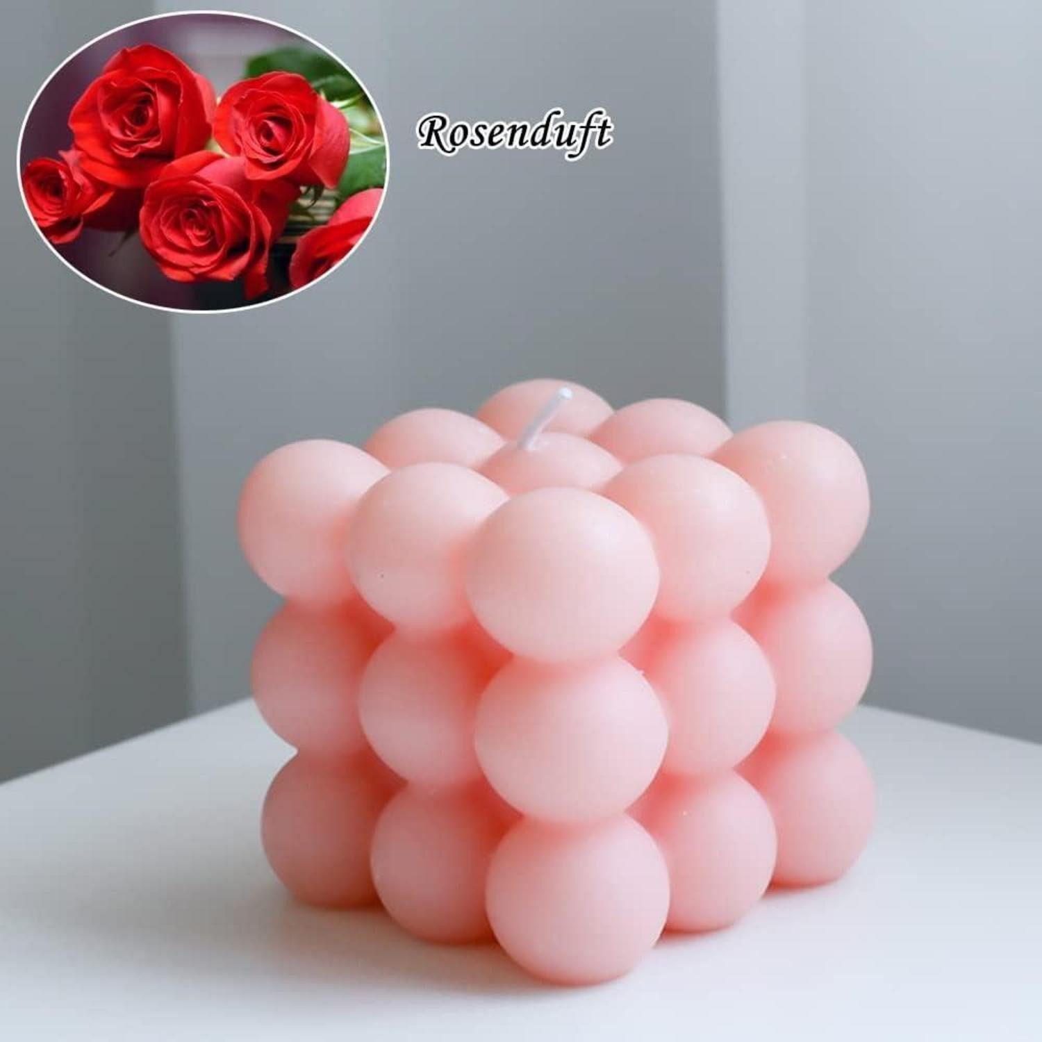 LuxusKollektion Duftkerze Kerze Bubble 2 Stück Soja Bienenwachs Deko Handmade Blau und Rosa