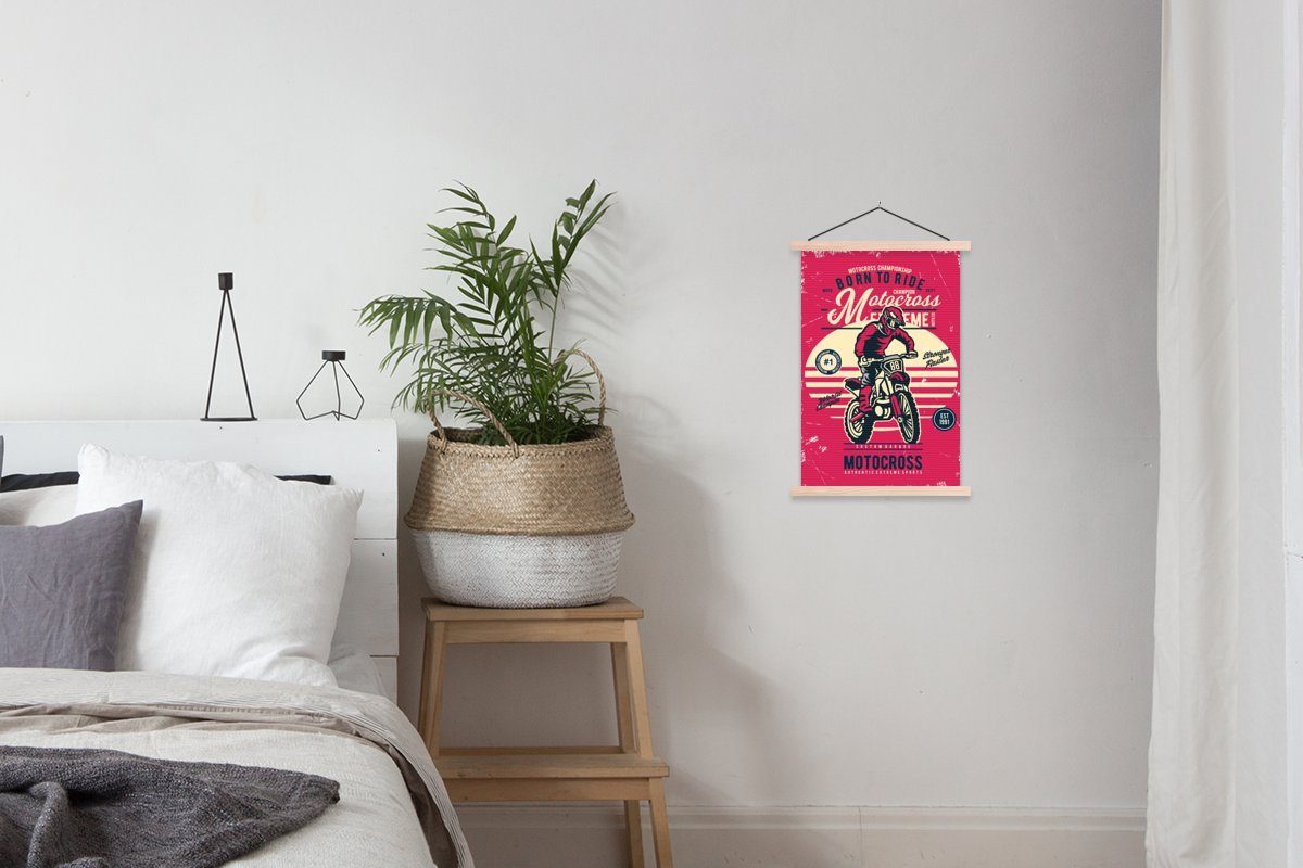 Posterleiste, Magnetisch Wohnzimmer, Textilposter Poster MuchoWow Motocross Angebot, - St), (1 Vintage - Bilderleiste, für