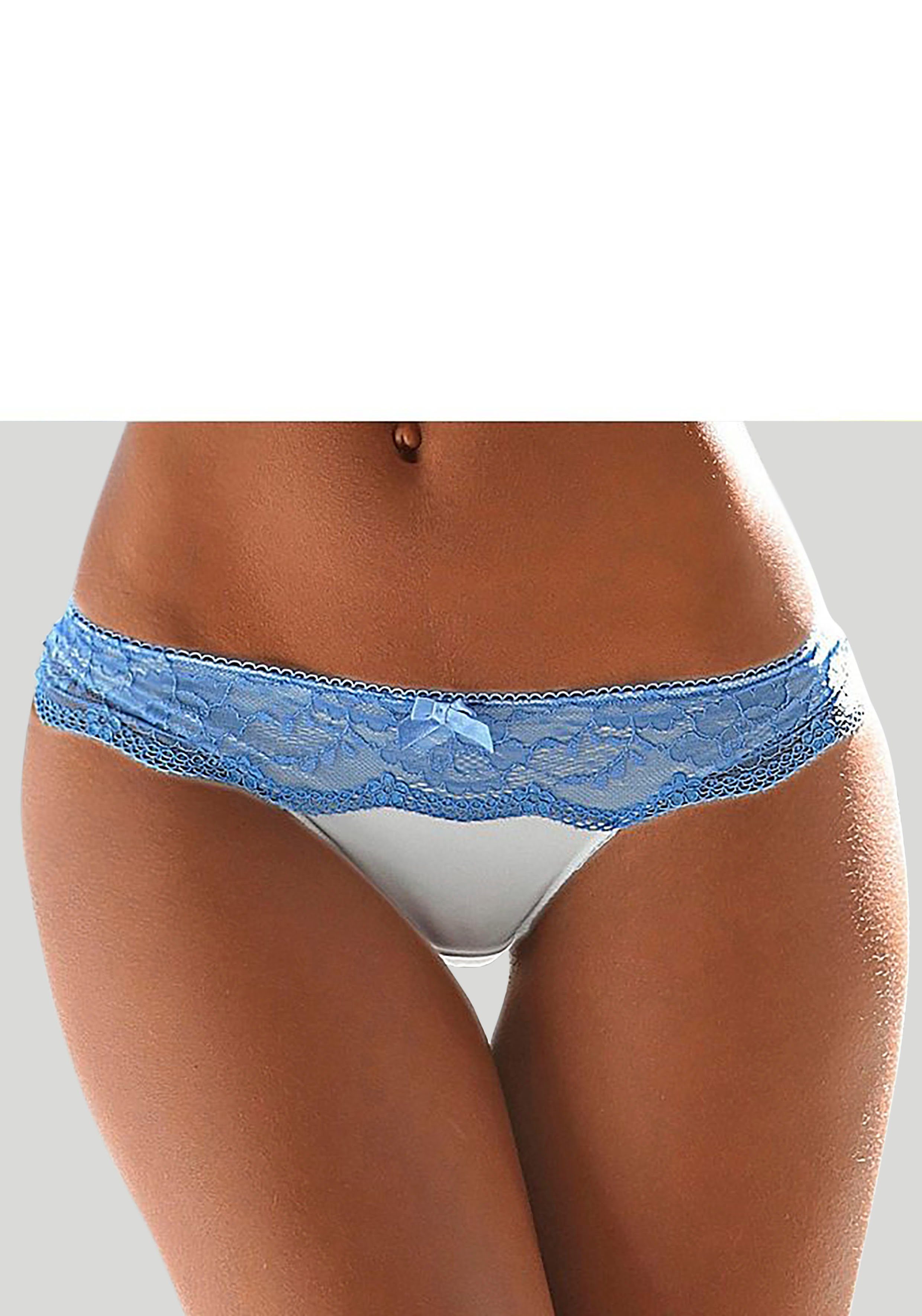 LASCANA String mit breitem Bund aus blumiger Spitze, Dessous