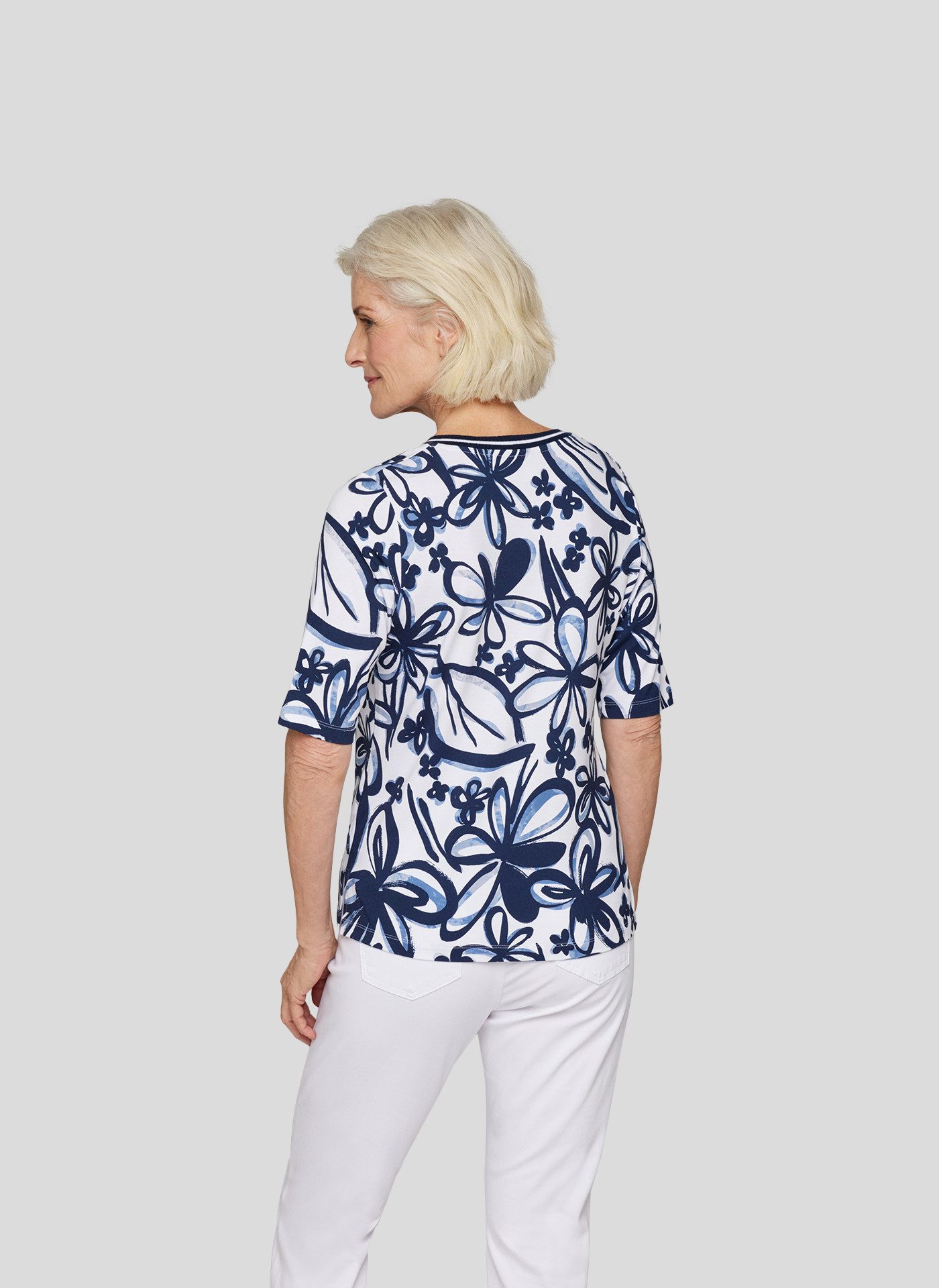 Rabe Rundhalsshirt mit floralem Muster günstig online kaufen