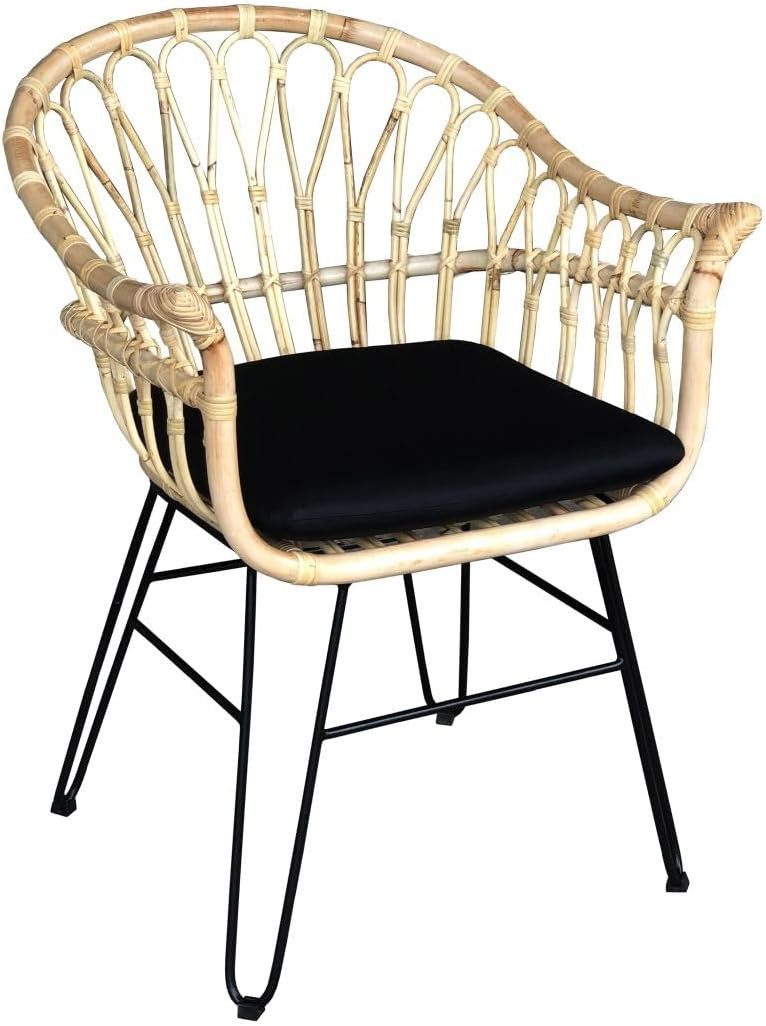 WOLF MÖBEL Esszimmerstuhl Cantigi, Rattan Sessel inkl. Kissen