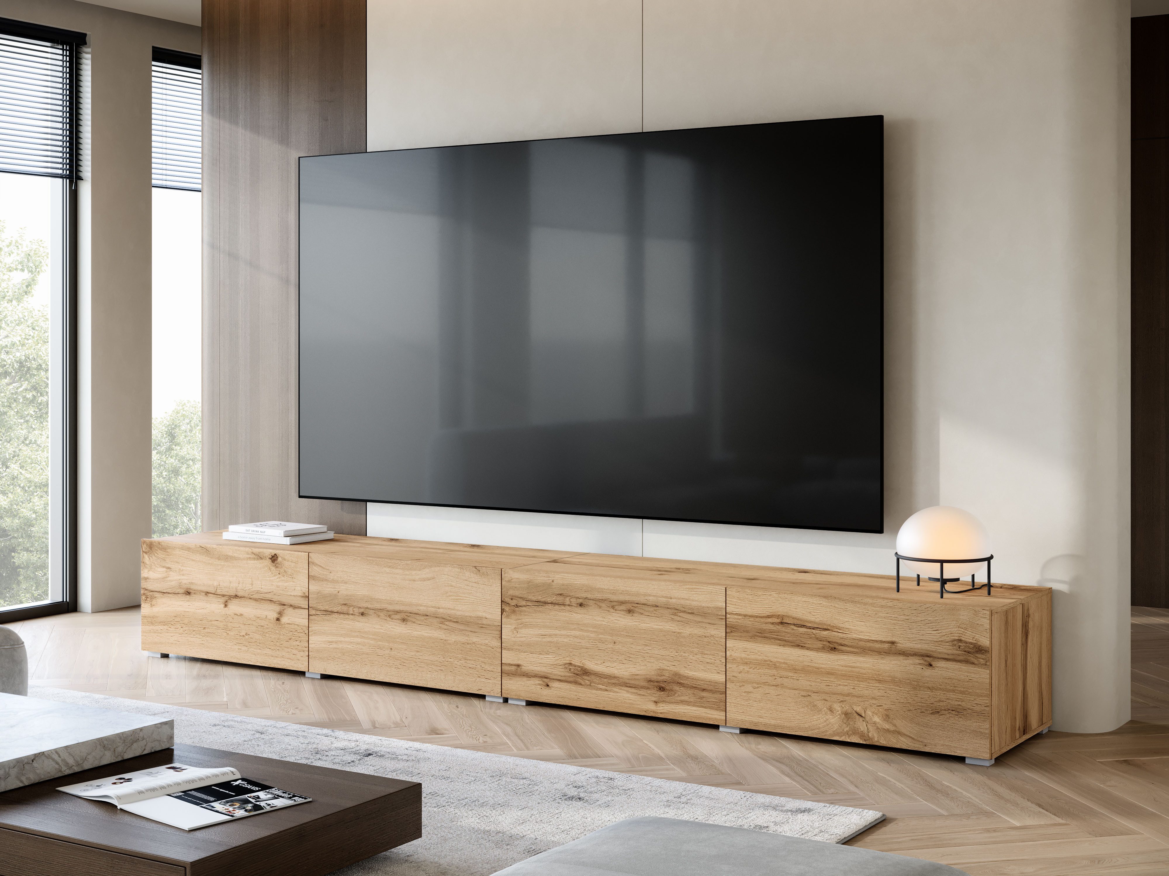 OTTO home Lowboard Denver Erlebe die Weltmeisterschaft im XXL-Format, Elegantes TV-Möbel 300 cm, speziell für bis zu 98-Zoll Fernseher – Bild 5 von 5