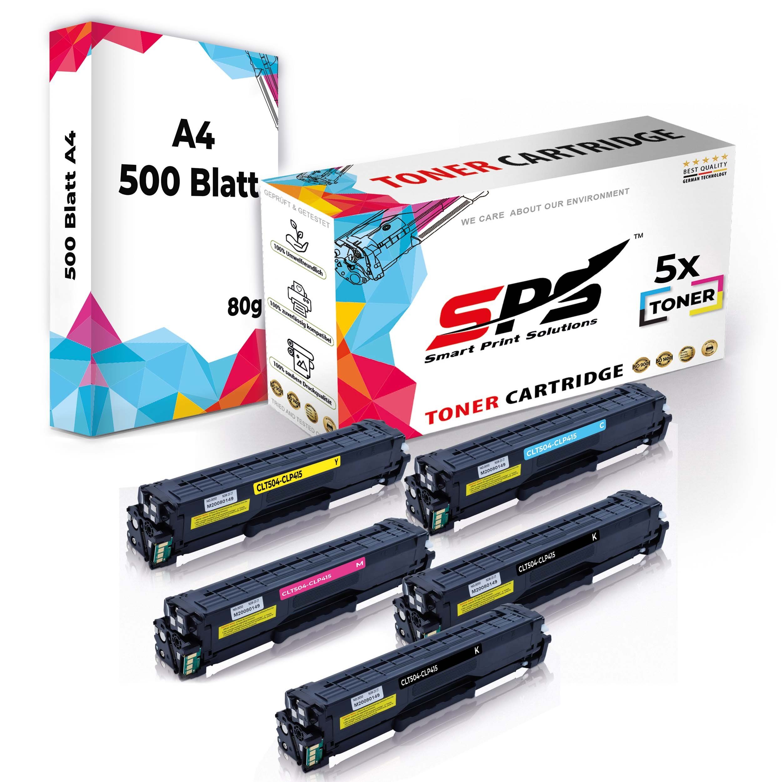 SPS Tonerkartusche + Pack Kompatibel Papier) CLX-4195N für CLT-C504S, (5er C504 A4 Samsung