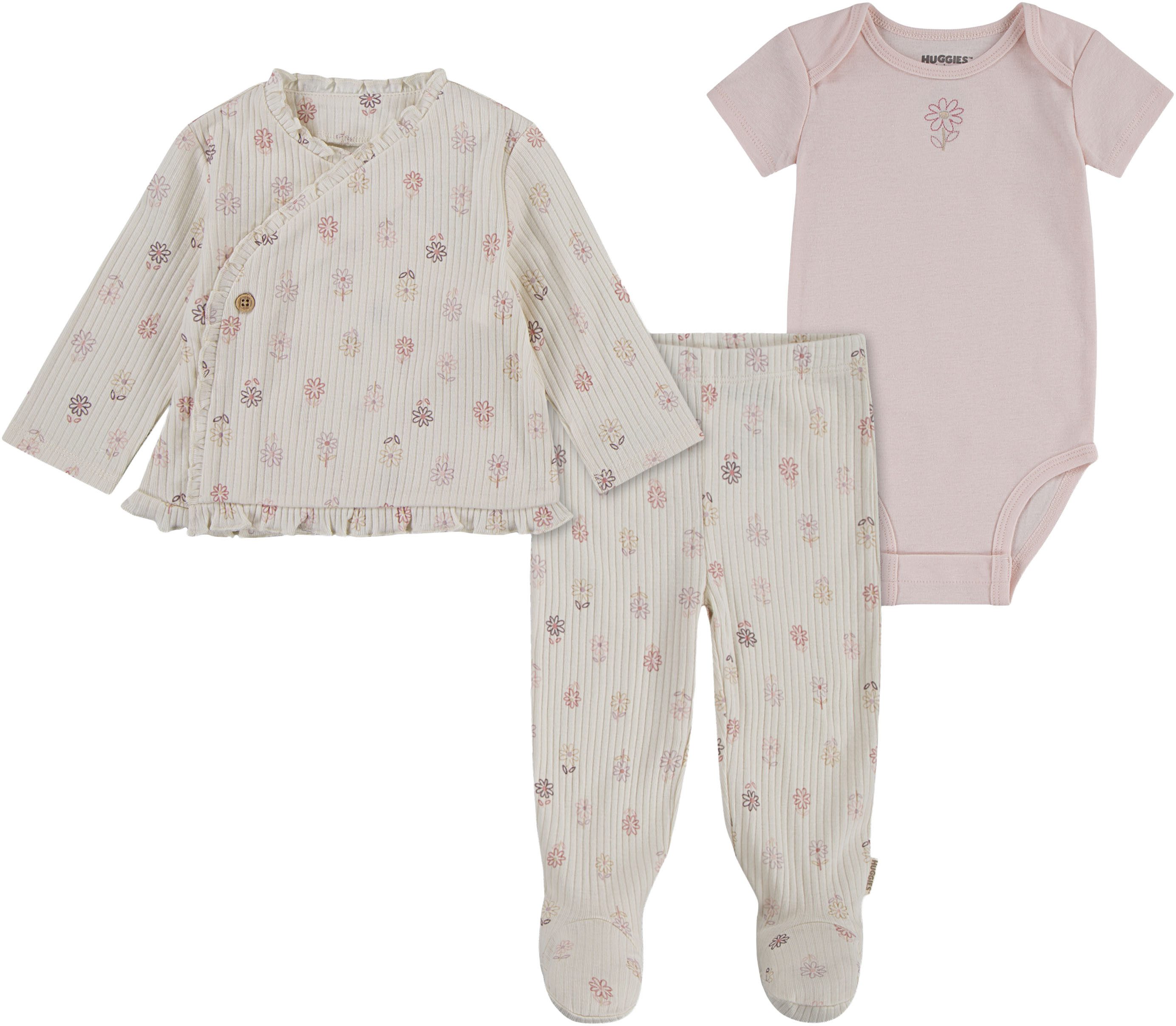 HUGGIES babywear Erstausstattungspaket HUGG BODYSUIT PANT SET (Set, 3-tlg) mit Allover-Blümchenprint