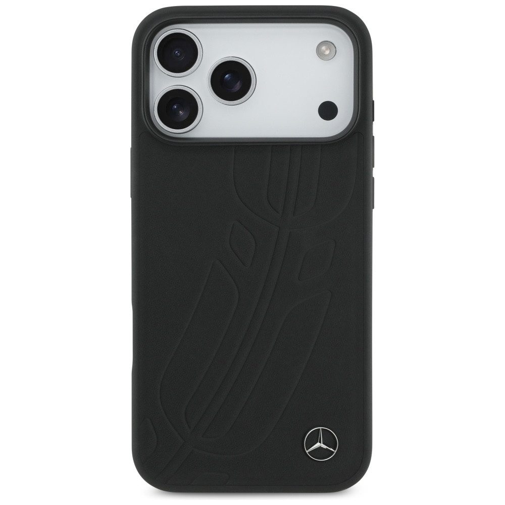 Mercedes Benz Handyhülle MagSafe iPhone 17 Pro Max Echtleder schwarz Logo Stern Metall 6,9 Zoll, Kantenschutz