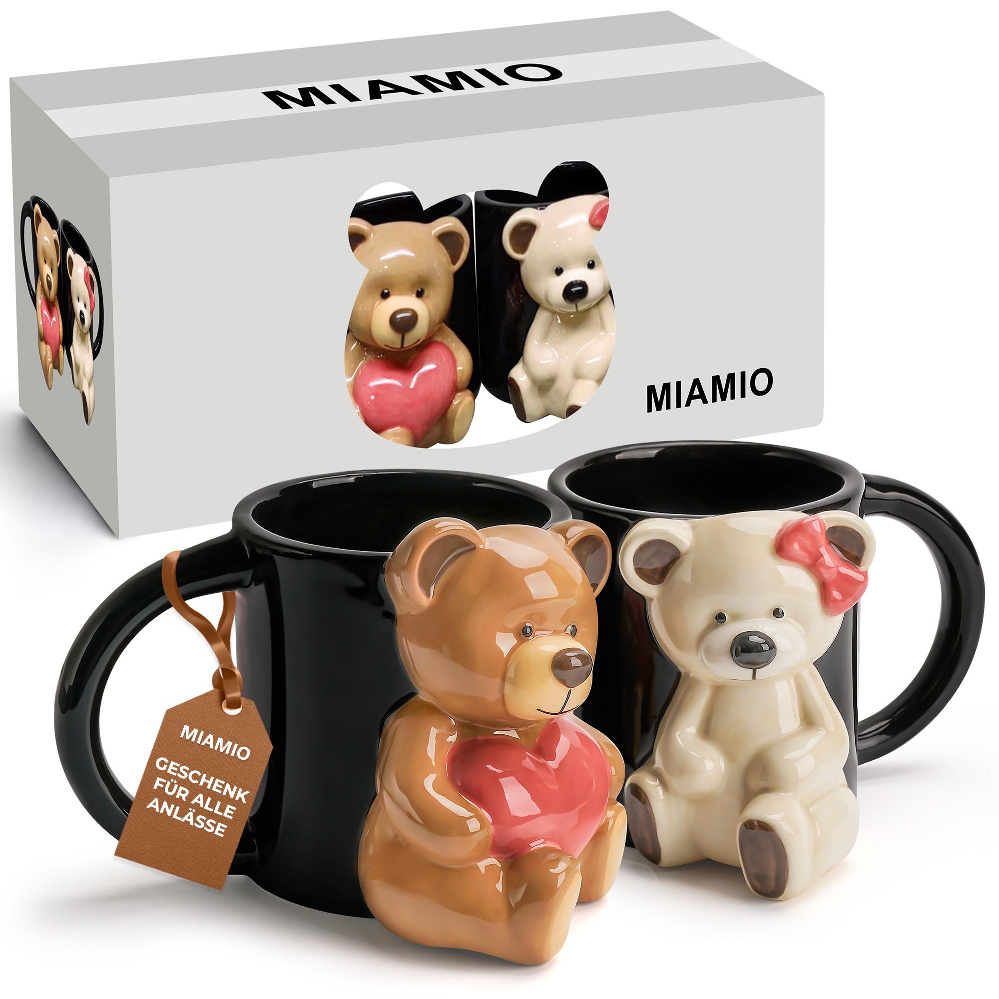MiaMio Tasse Bär Keramik Tasse 350 ml / 3D Becher Tier für Kaffee und Tee Liebhaber