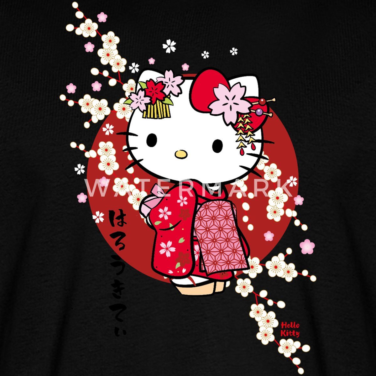 Spreadshirt T-Shirt Hello Kitty Japan Kimono Kirschblüten Männer Premium T-Shirt (1-tlg)