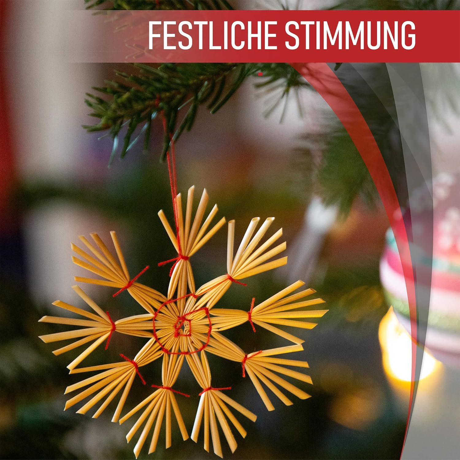 BEESI Christbaumschmuck 16x Strohsterne Set Ø 10cm I Christbaumschmuck Retro I Baumschmuck (16-tlg), I Weihnachtsbaumschmuck Strohsterne Retro – Bild 5 von 5