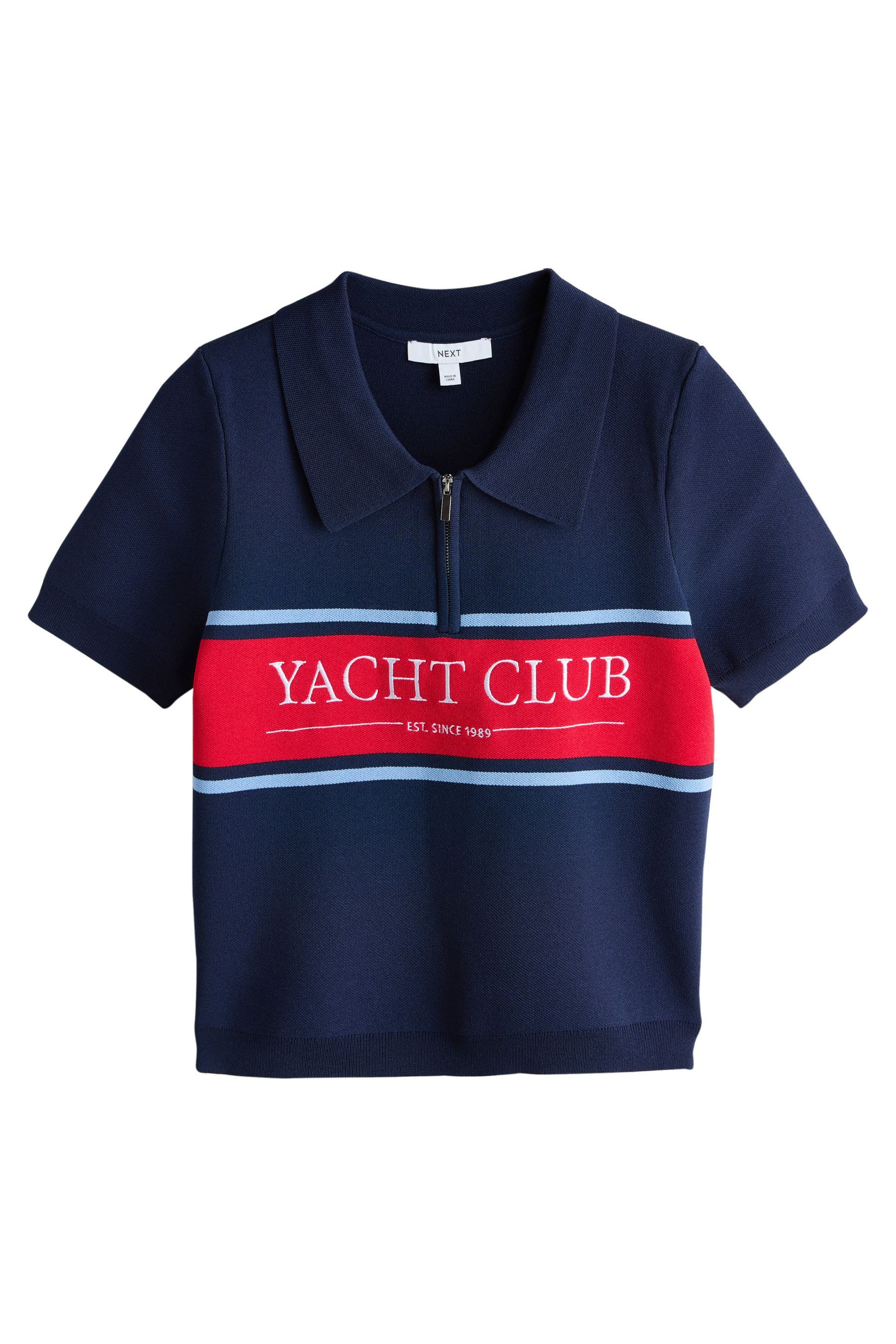 Next Troyer Strick-Poloshirt mit RV-Kragen (1-tlg)