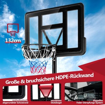 COSTWAY Basketballkorb 130-305 cm, mit Ständer & 2 Rädern