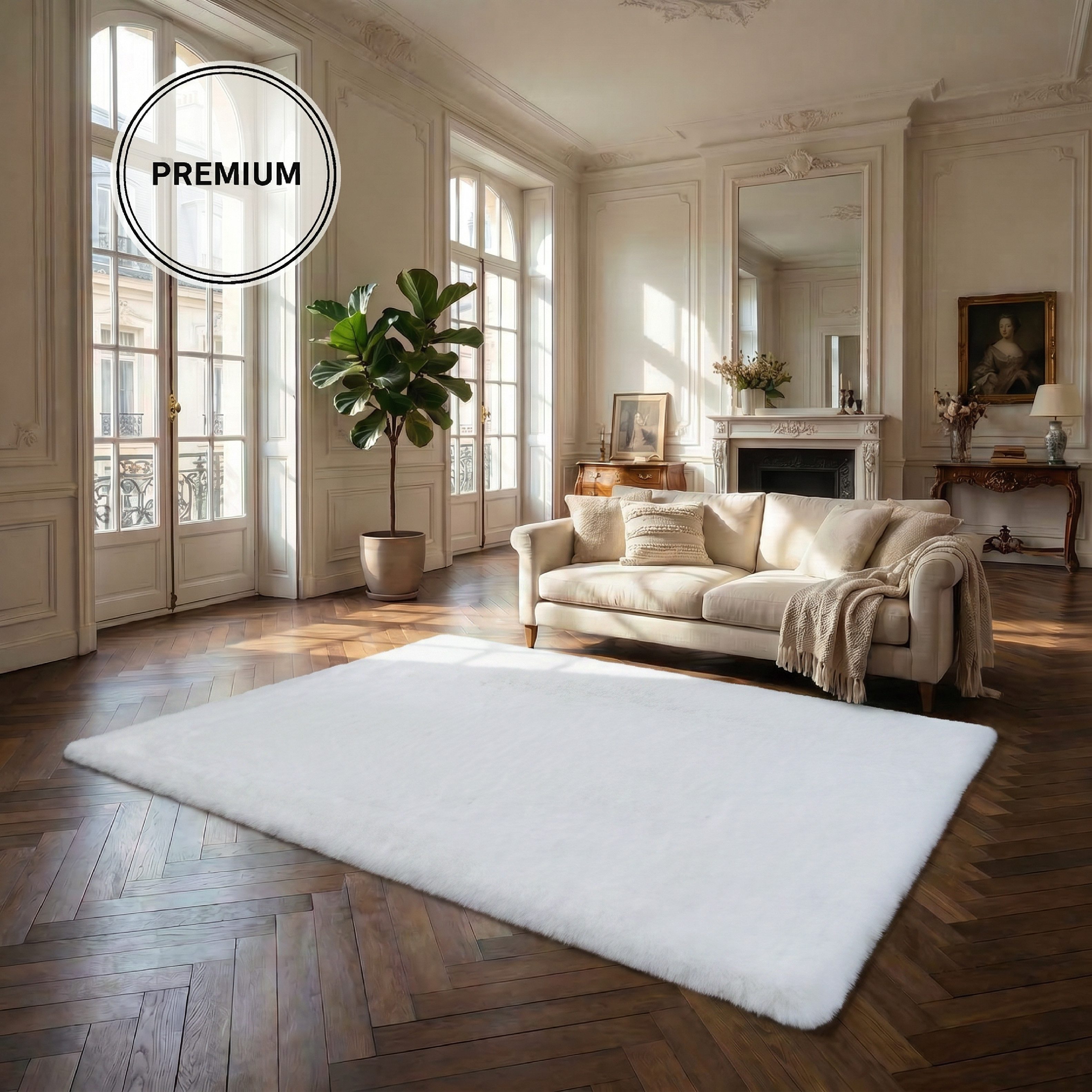 OTTO home Fellteppich Balu, in Standard- und Premium-Qualität, 20 mm oder 38 mm Höhe, rechteckig, Höhe: 20 mm, Kaninchenfell-Haptik, kuschelig, weich, Kunstfellteppich, Wohnzimmer