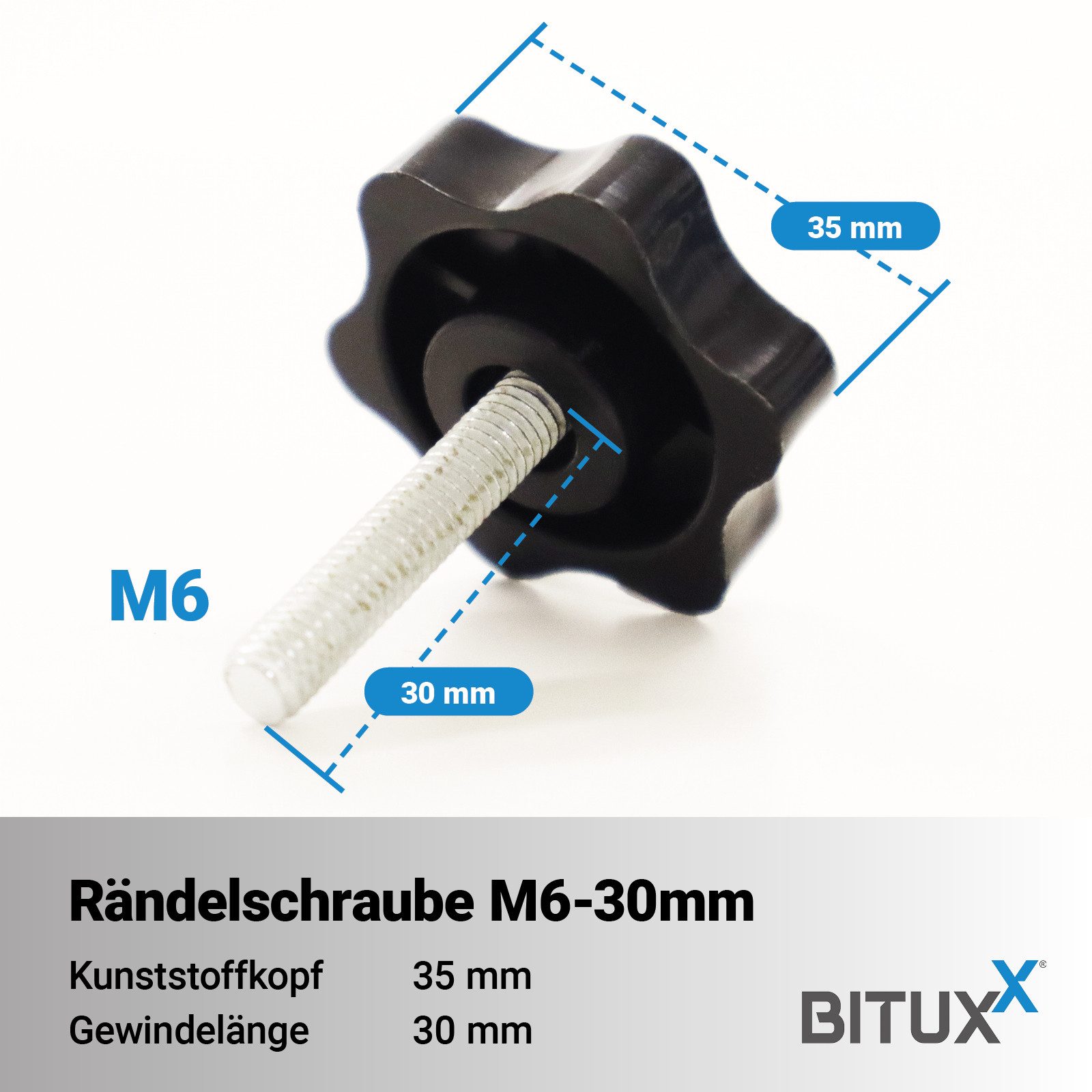 Bituxx Stockschraube 5x Stockschraube M6 - 30 mm, (MS-20038)