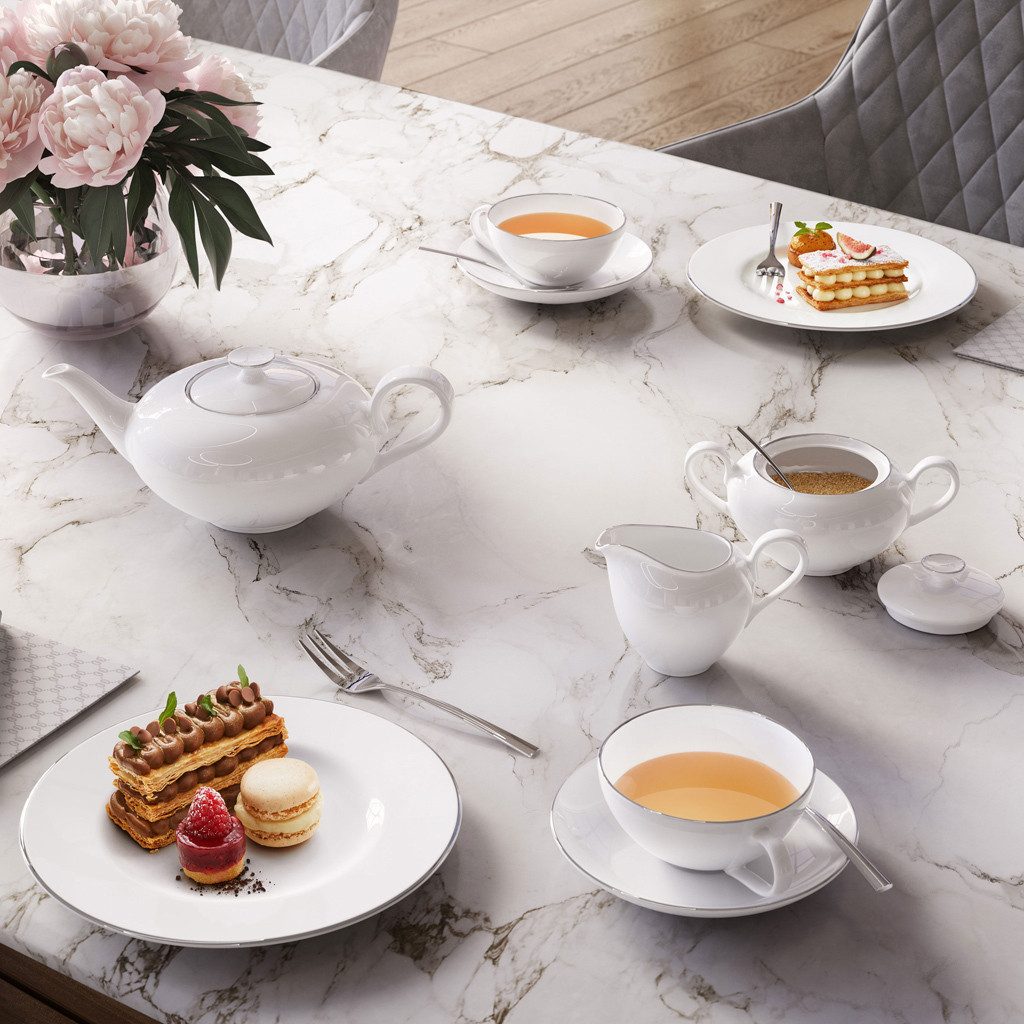 Villeroy & Boch Kombiservice Anmut Platinum No.1 Tellerset 18er Set (18-tlg), Porzellan