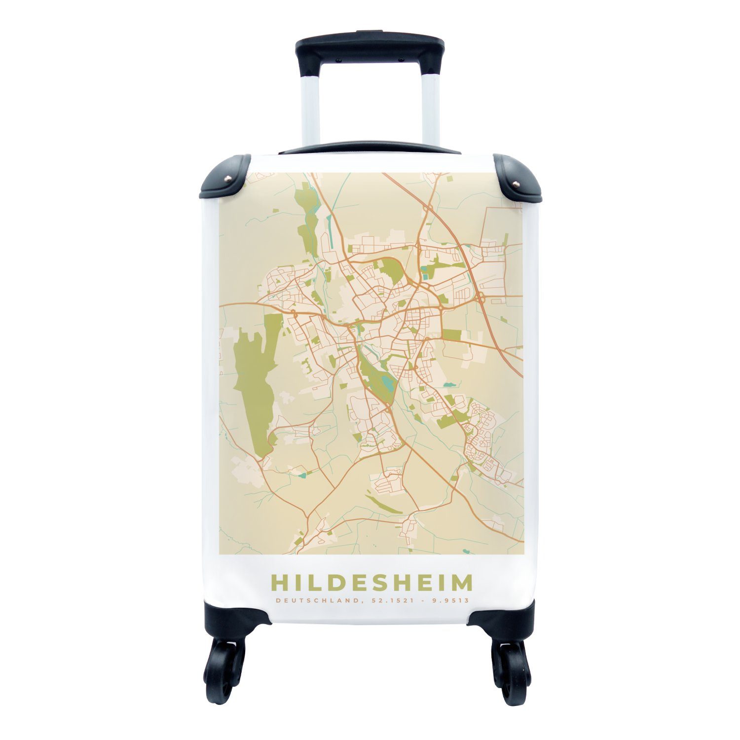 MuchoWow Handgepäckkoffer Hildesheim - Jahrgang - Stadtplan - Karte, 4 Rollen, Reisetasche mit rollen, Handgepäck für Ferien, Trolley, Reisekoffer