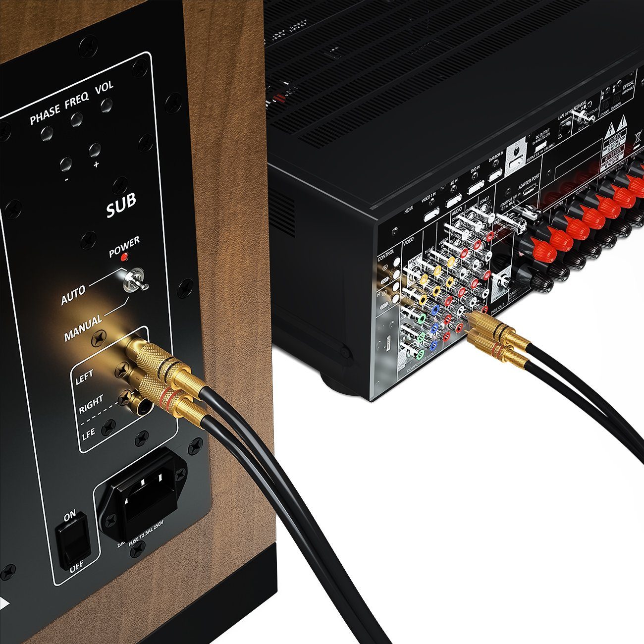 deleyCON deleyCON 5m Audio Cinch Kabel 2x Cinch Stecker auf 2x Stecker HiFi Audio- & Video-Kabel – Bild 2 von 5