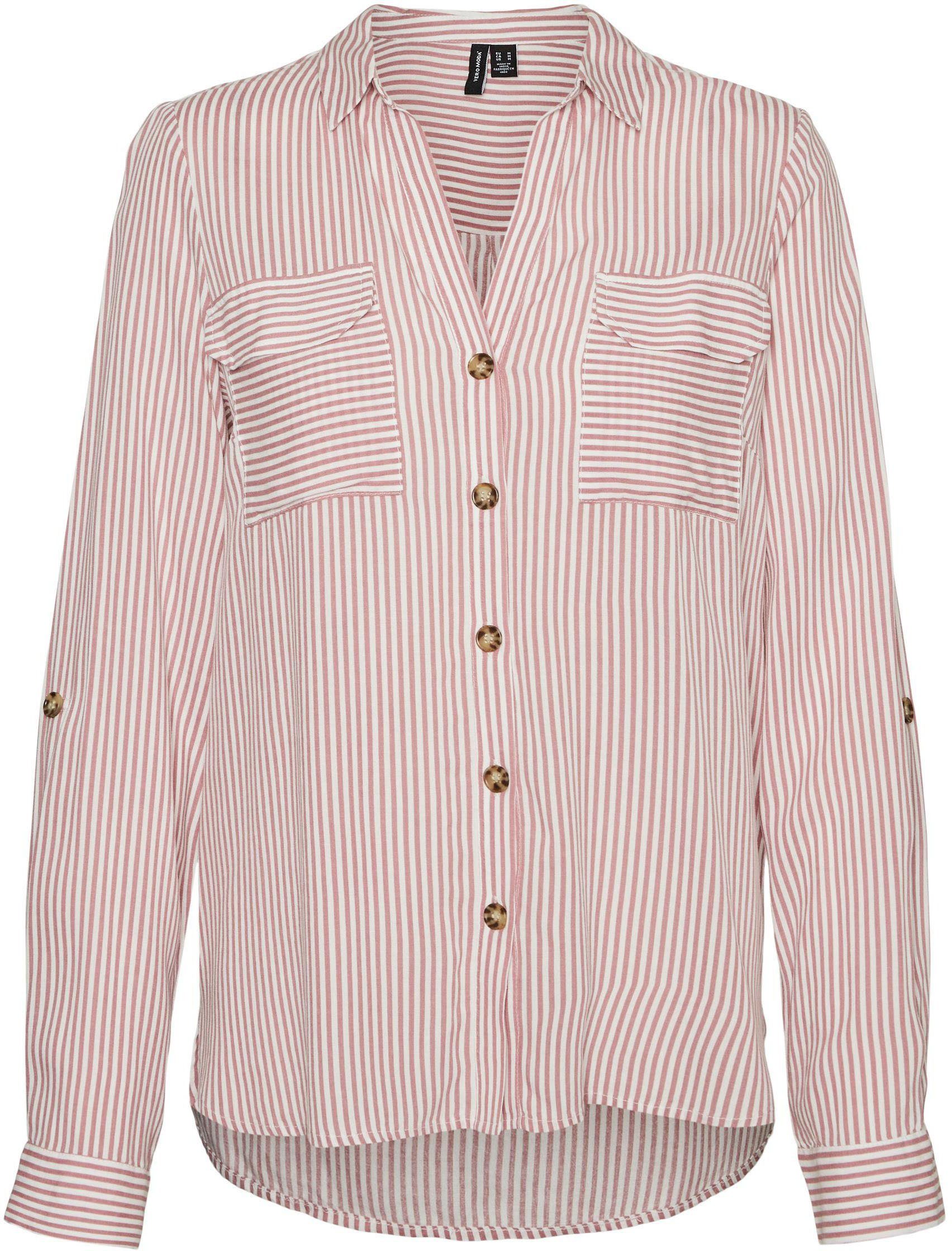 Vero Moda Hemdbluse White SHIRT Snow NOOS L/S NEW WVN stripes GA rose VMBUMPY