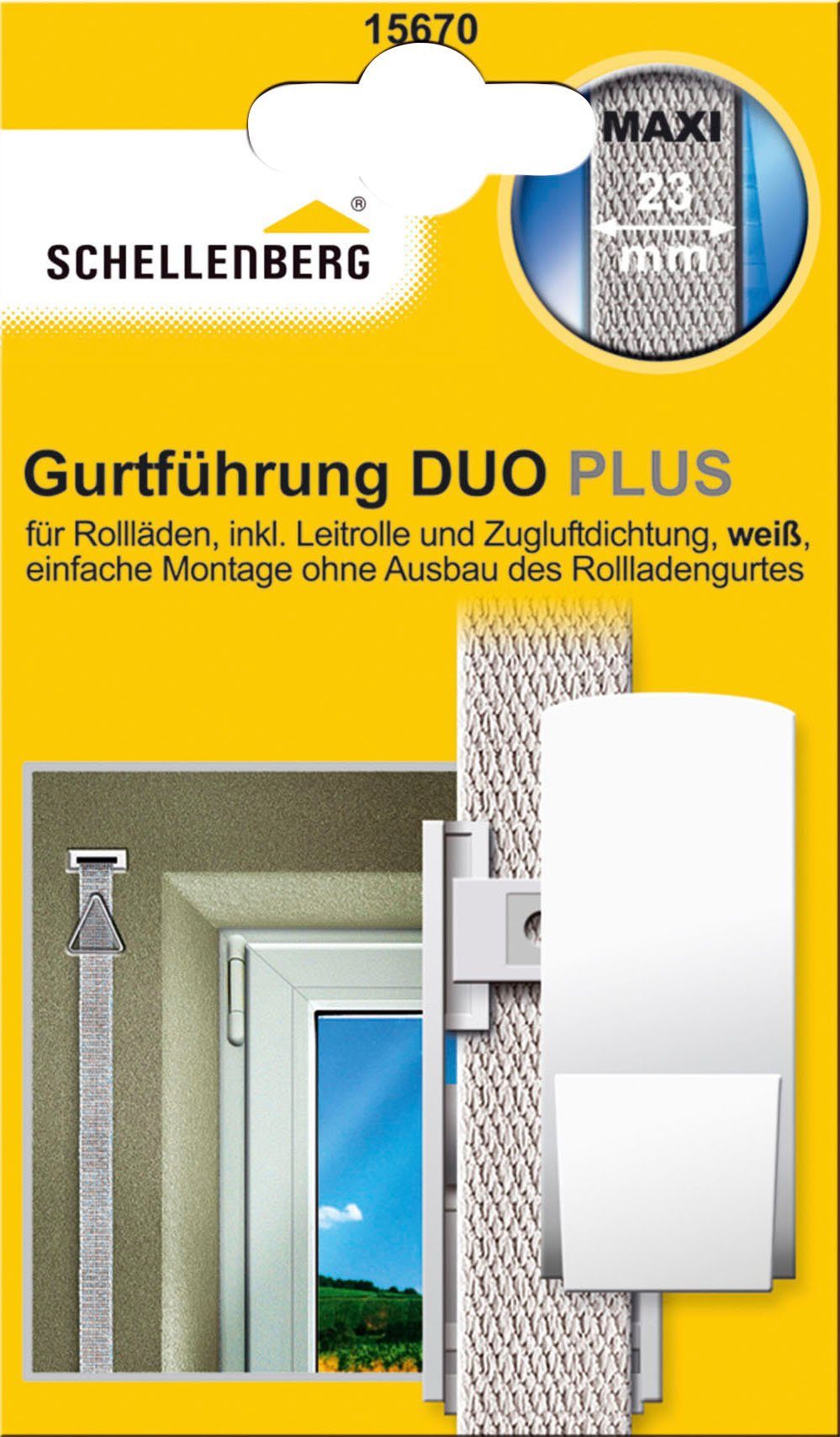 SCHELLENBERG Rollladen-Gurtführung Duo Plus für das Rollladensystem Maxi, für max. 2,3 cm Gurtbreite, Set, 1-St., inkl. Blende, Zugluftdichtung und Gurtleitrolle