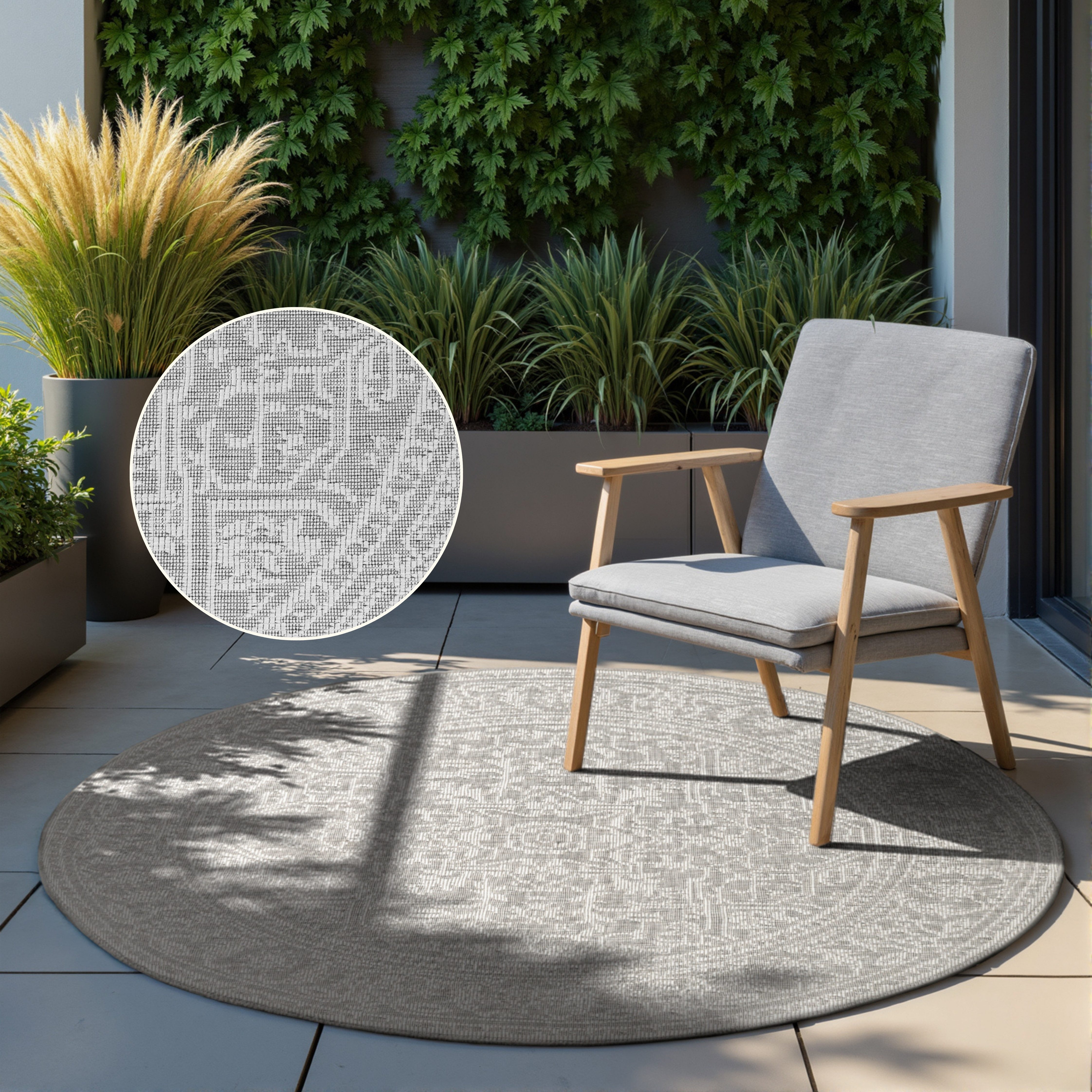 HANSE Home Outdoorteppich Kona Wendeteppich, rund, Höhe: 5 mm, In und Outdoor, Flachgewebe, wetterfest, pflegeleicht, robust