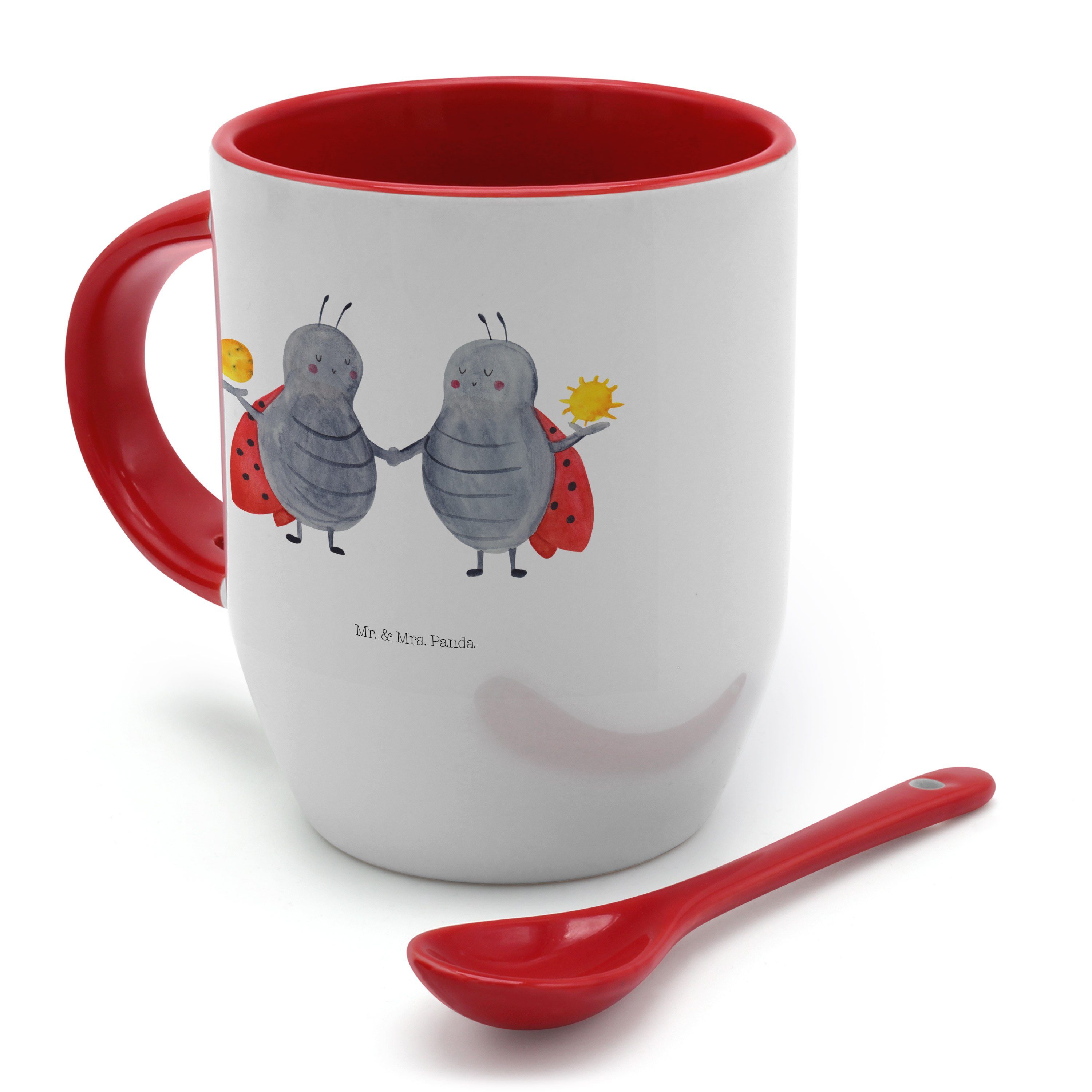 Tasse Geschenk, Tasse Zwilling Weiß Panda S, Mrs. - Zwillingsbruder, mit Mr. & Keramik Sternzeichen -