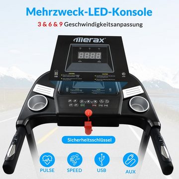 Merax Laufband klappbar elektrisch mit Bluetooth und LED Display, inkl. 12 Programme, belastbar bis 100kg