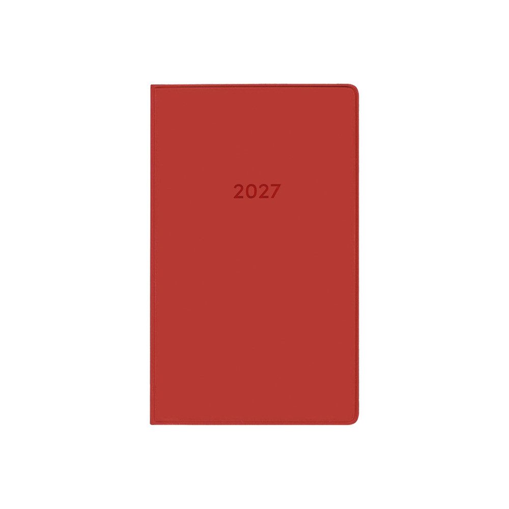 Idena Taschenkalender Taschenplaner 2027 - geheftet, mit Adressbuch, rot