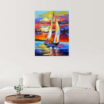 Posterlounge Wandfolie Olha Darchuk, Segelboot, Badezimmer Maritim Malerei