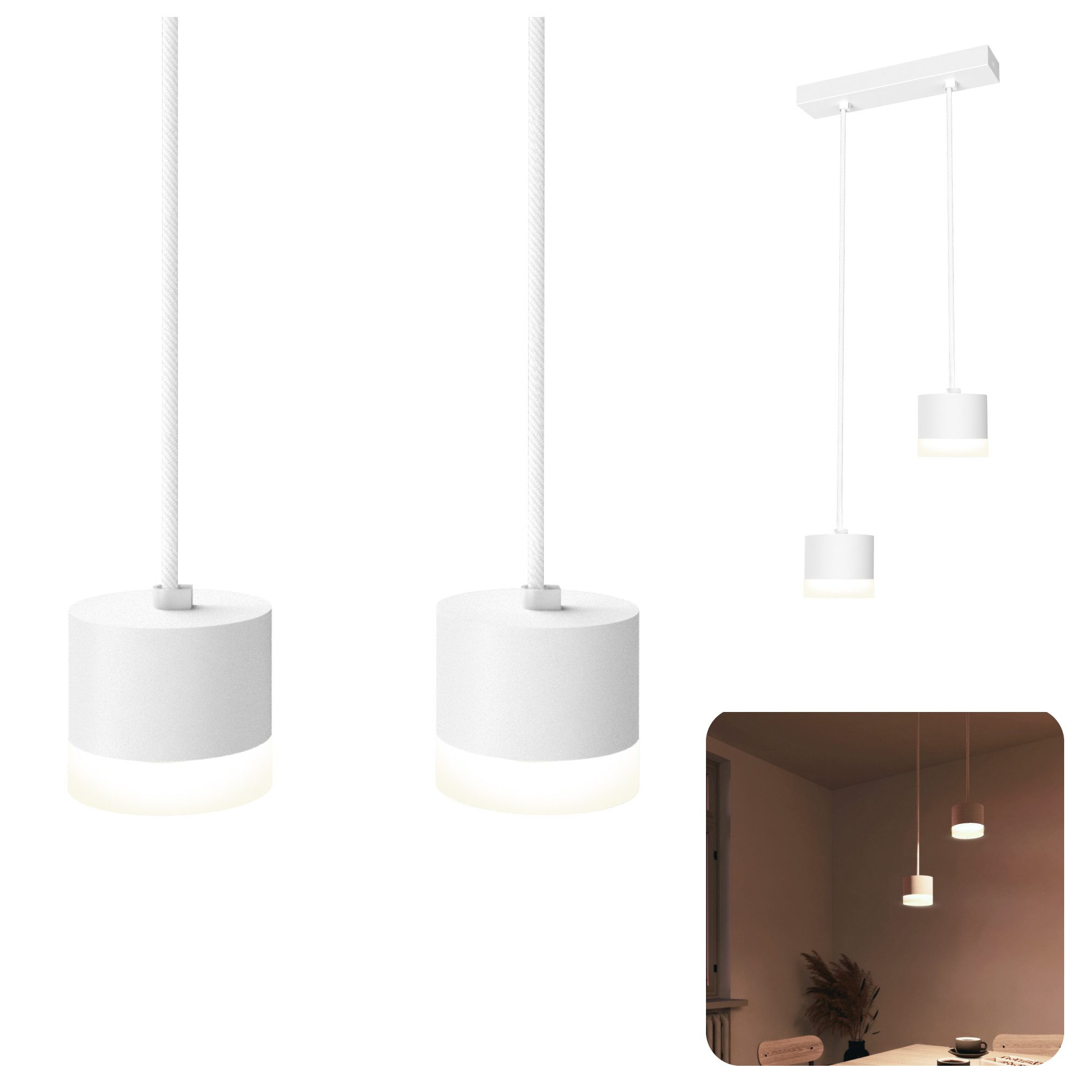SSC-LUXon LED-Hängeleuchte VORA Hängeleuchte 2-flammig weiß inkl. GX53 LEDs neutralweiß, Neutralweiß