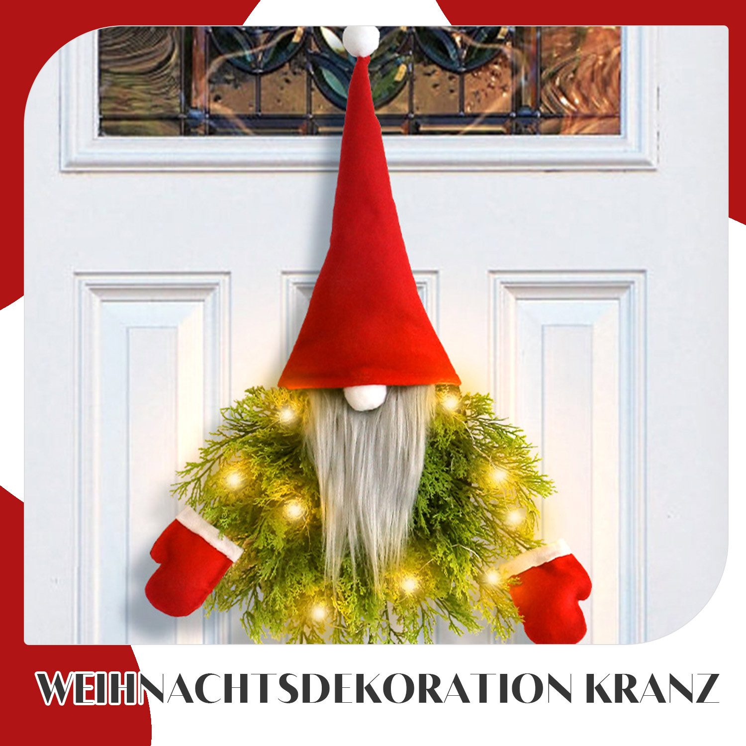 Refttenw Dekokranz Weihnachtliche Türdeko, leuchtende Türdeko, wiederverwen günstig online kaufen
