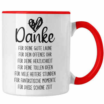 Trendation Tasse Trendation - Dankeschön Tasse Geschenk Danke Sagen Danke für Die Gute Laune Offenes Ohr Spruch Muttertag Vatertag Mama