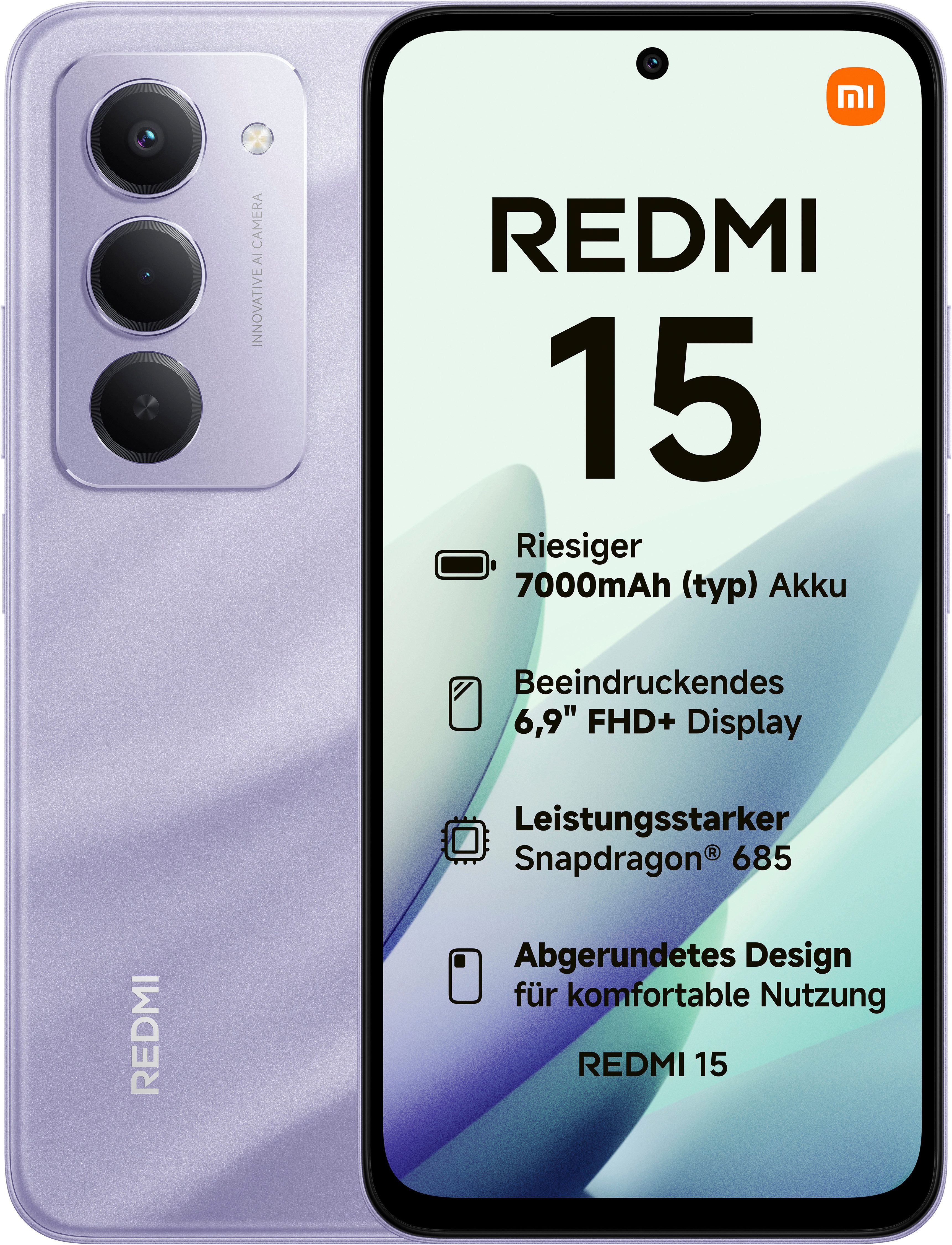 Xiaomi Redmi 15 128 GB Smartphone (17,52 cm/6,9 Zoll, 128 GB Speicherplatz, 50 MP Kamera)