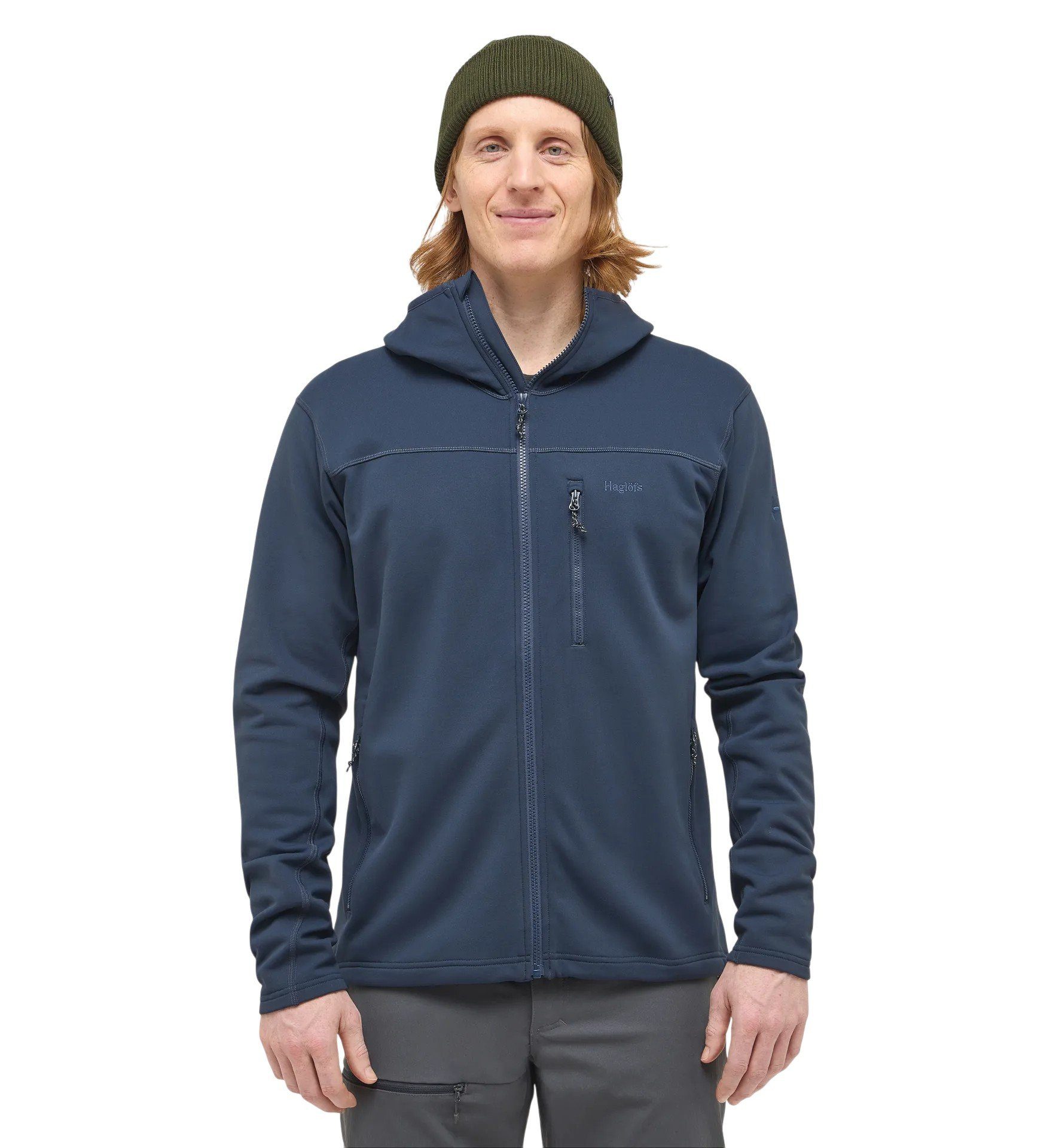 Haglöfs Fleecejacke Rosson mit Kapuze (Midlayer, 4-Wege-Stretch-Fleecematerial) dunkelblau
