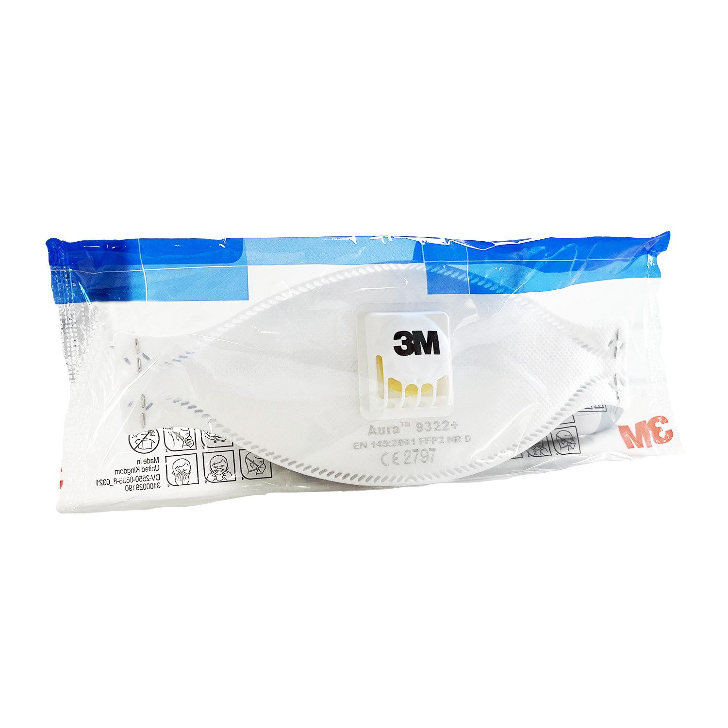 3M Filtrierende Halbmasken FFP2 3M Aura 9322+ FFP2 Masken mit Ventil, 100 Stück