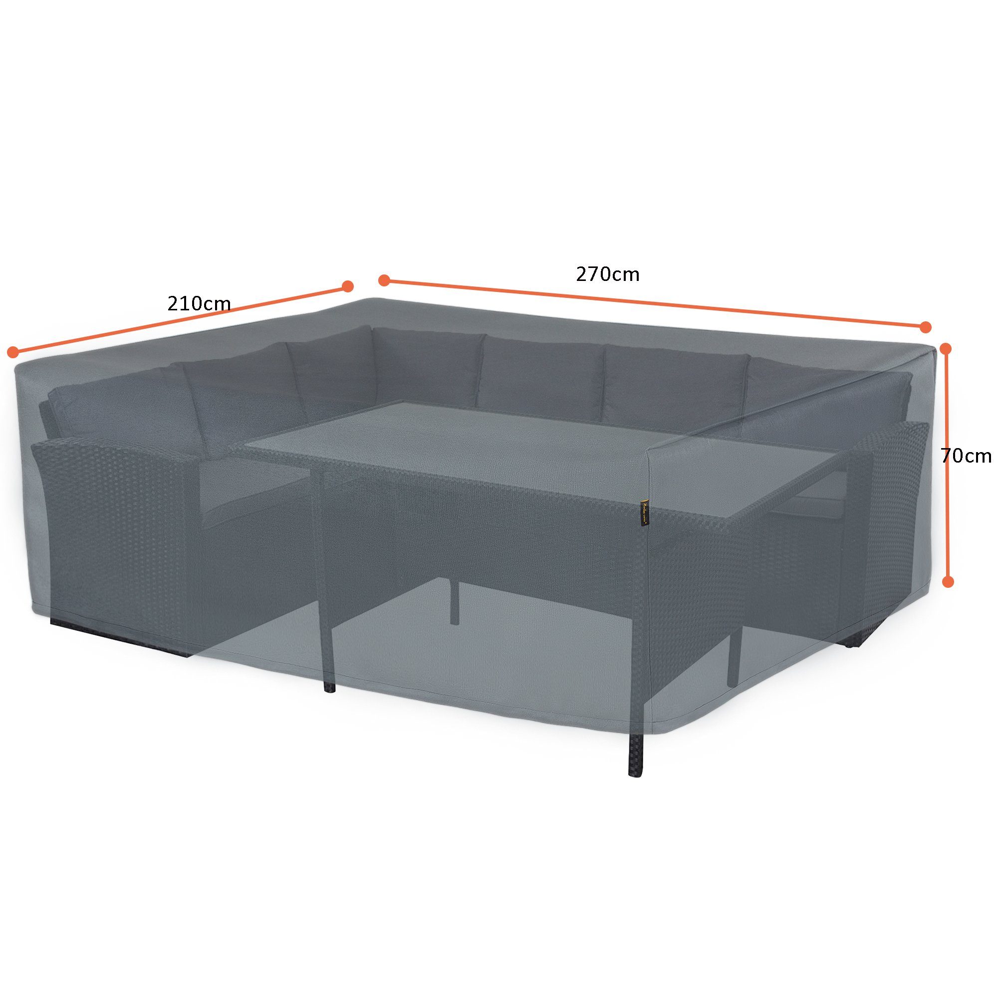 Hentex Gartenmöbel-Schutzhülle Schutzhülle Abdeckplane rechteckige Sitzgarnituren 255x255xH70 cm